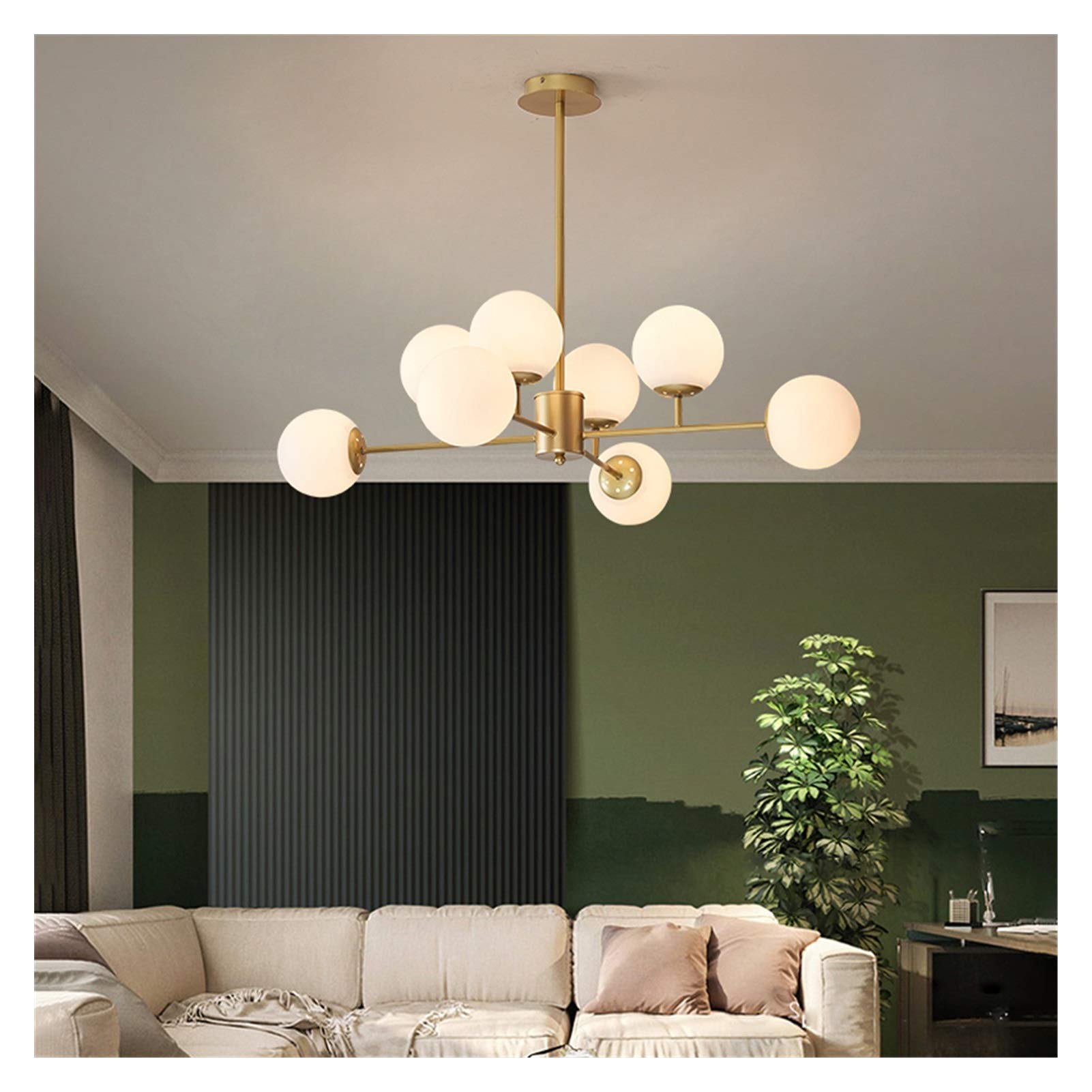 Plafonnier LED blanc laiteux 8 têtes lustre moderne pour chambre et restaurant