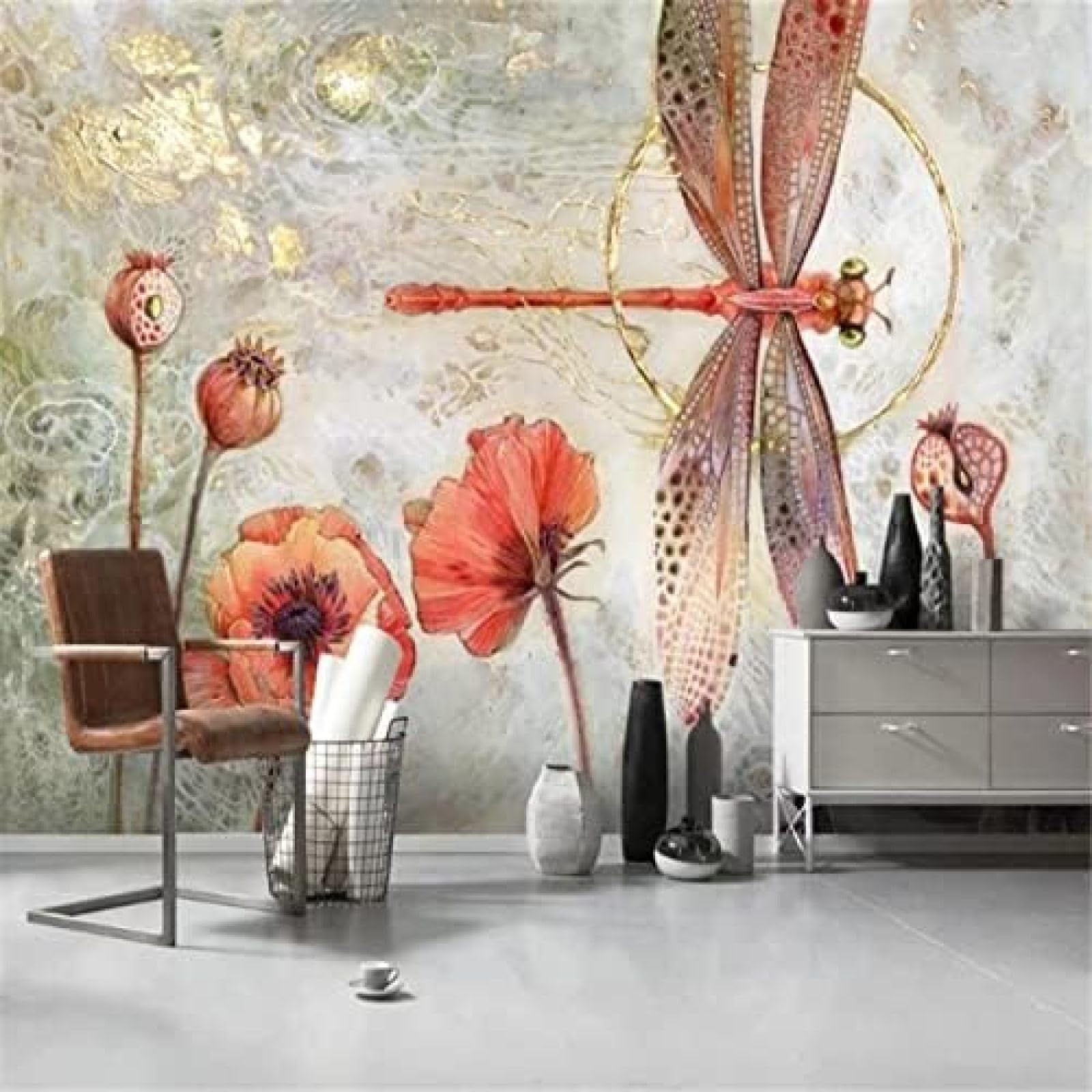 Papier peint 3D intissé fleur salon chambre canapé décoration murale
