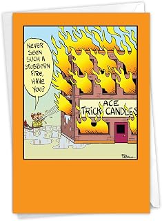 NobleWorks - 1 Awesome Birthday Greeting Card - Cartoon Art, Happy Funny Bday Note - Trick Candles C6067BDG