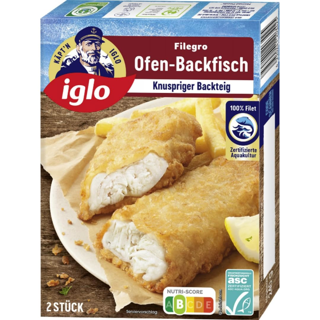 Iglo Filegro Ofen-Backfisch Knuspriger Backteig Fisch-Filets 240g 4er
