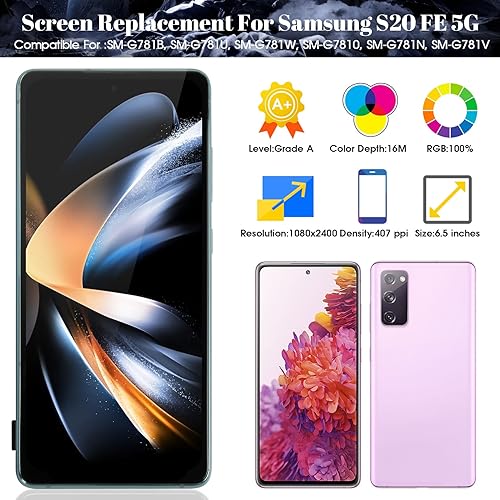 Miniatura 33 de OLED para Samsung Galaxy S20 FE 5G Pantalla LCD para Samsung S20 FE 5G Reemplazo de pantalla SM-G781B Pantalla táctil digitalizador Asamblea Kits