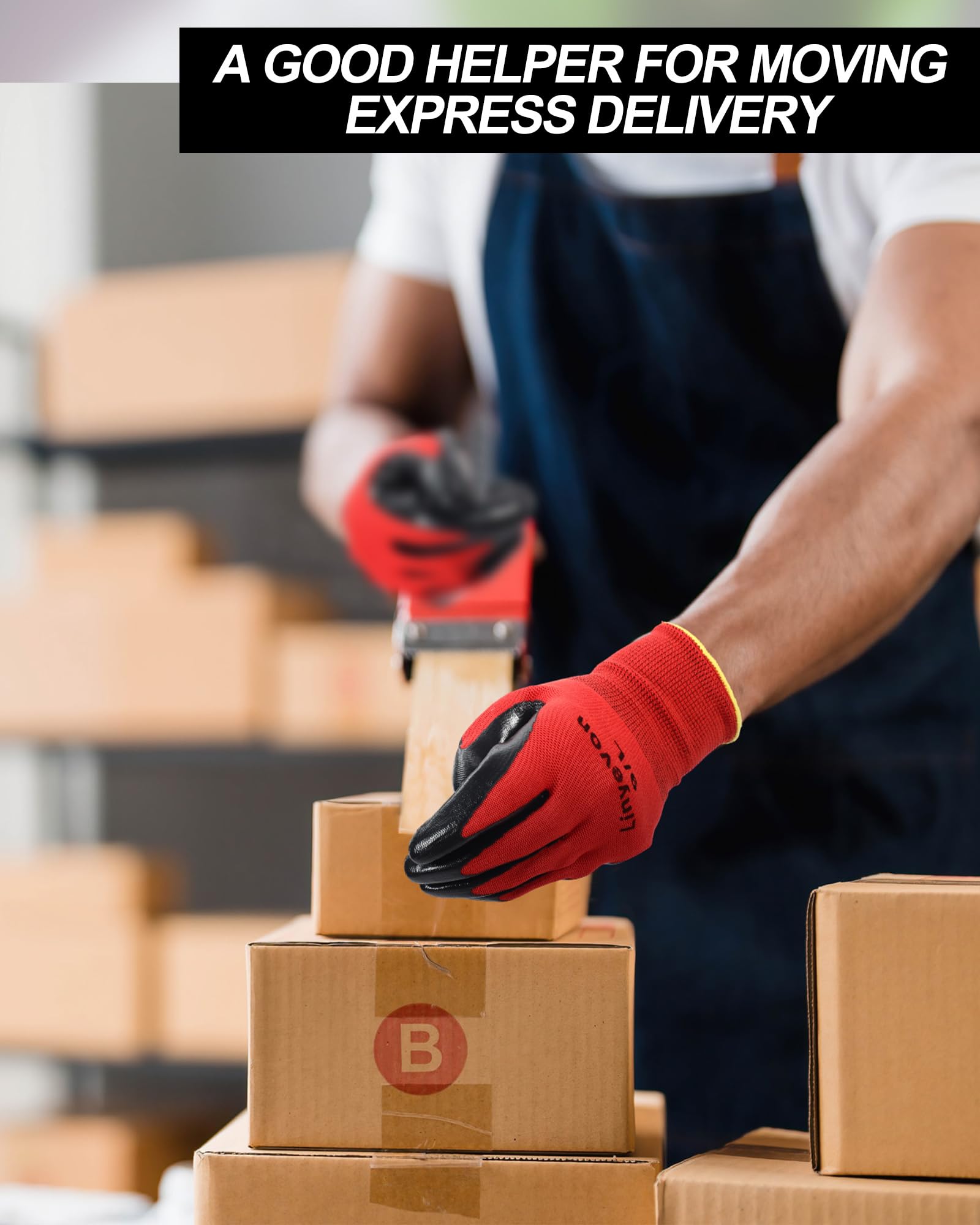 Maxcheck 54 paia di guanti rivestiti in poliuretano, riutilizzabili, in gomma, per uomini e donne, per lavoro, magazzino, meccanici, lavorazione del legno (rosso, grigio, nero, L)