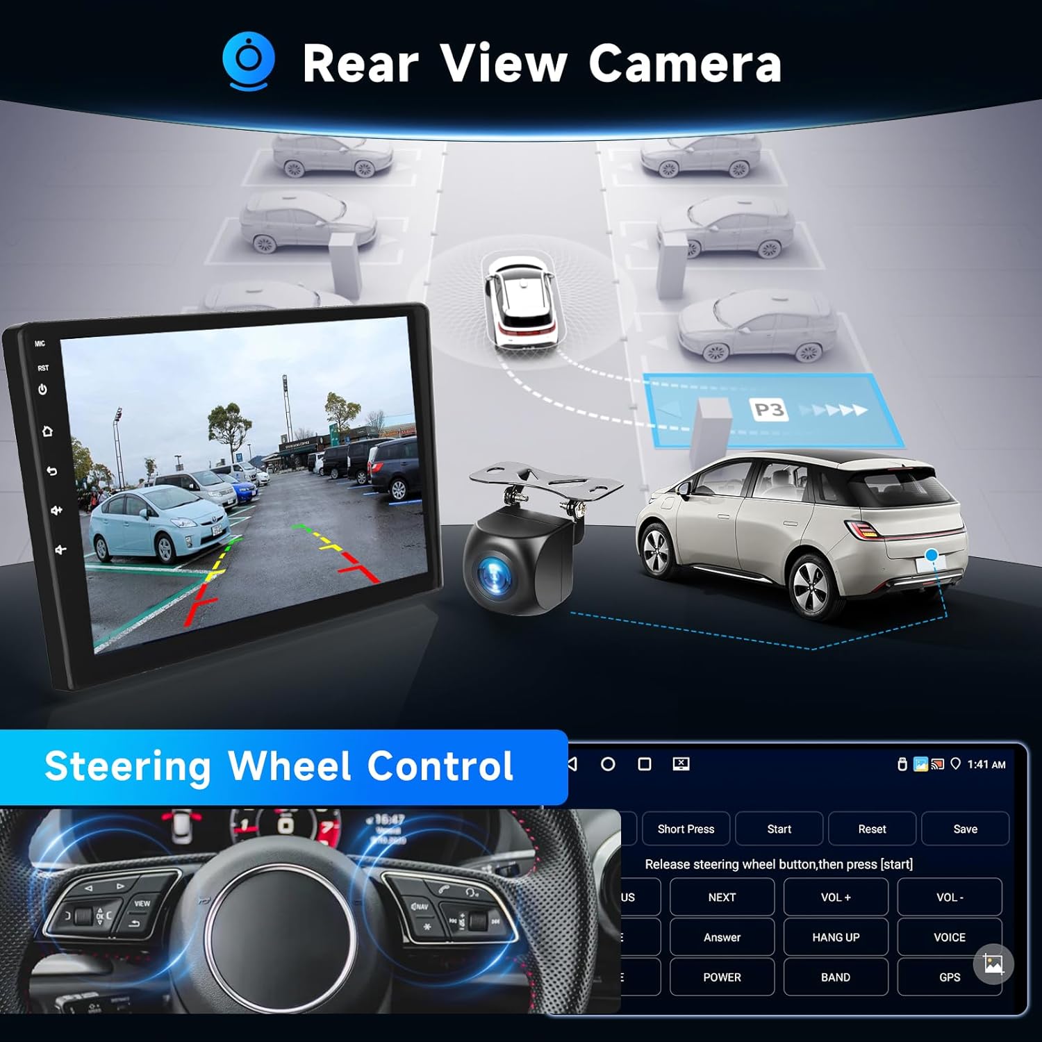 Rear view camera and steering wheel control interface