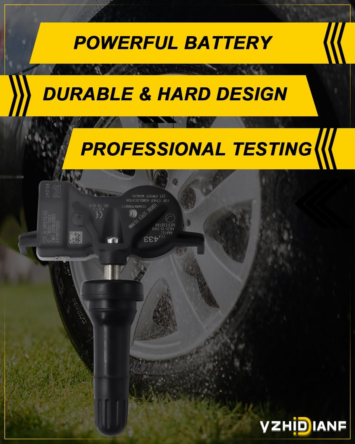 68313387AB Programed TPMS Sensors for:-Dodge Dart 2013-2016 Durango, for:-Chrysler 200 2015-2017, for:-Jeep Grand Cherokee Compass Renegade, Tire Pressure Monitoring System 433 (4pcs)