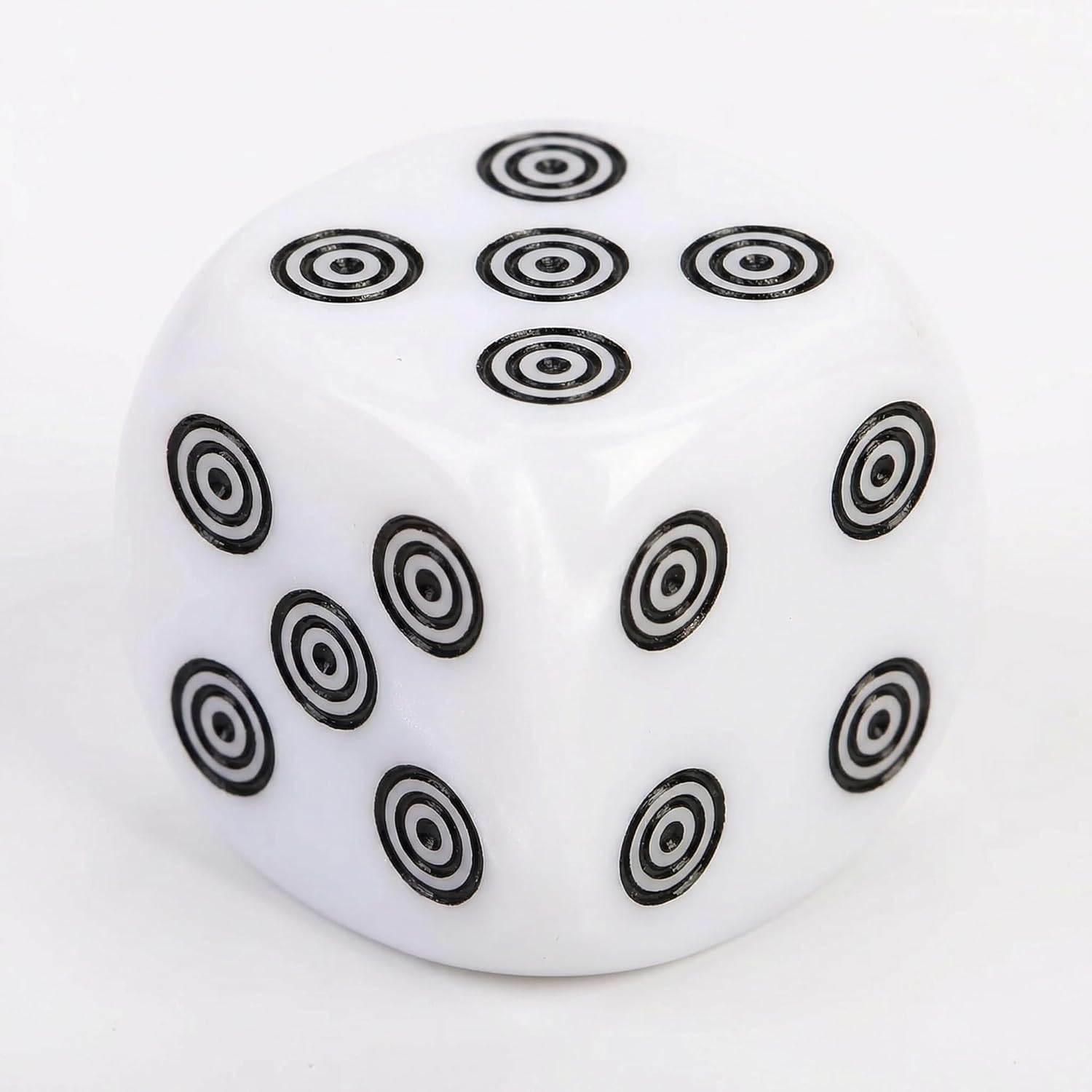 20PCS Acrylic Dice Set, 16mm Standard Size Bulk Game Dice, White & Ivory Marble Style with Unique Double Circle Dot Pattern, for Board Games, Party Games