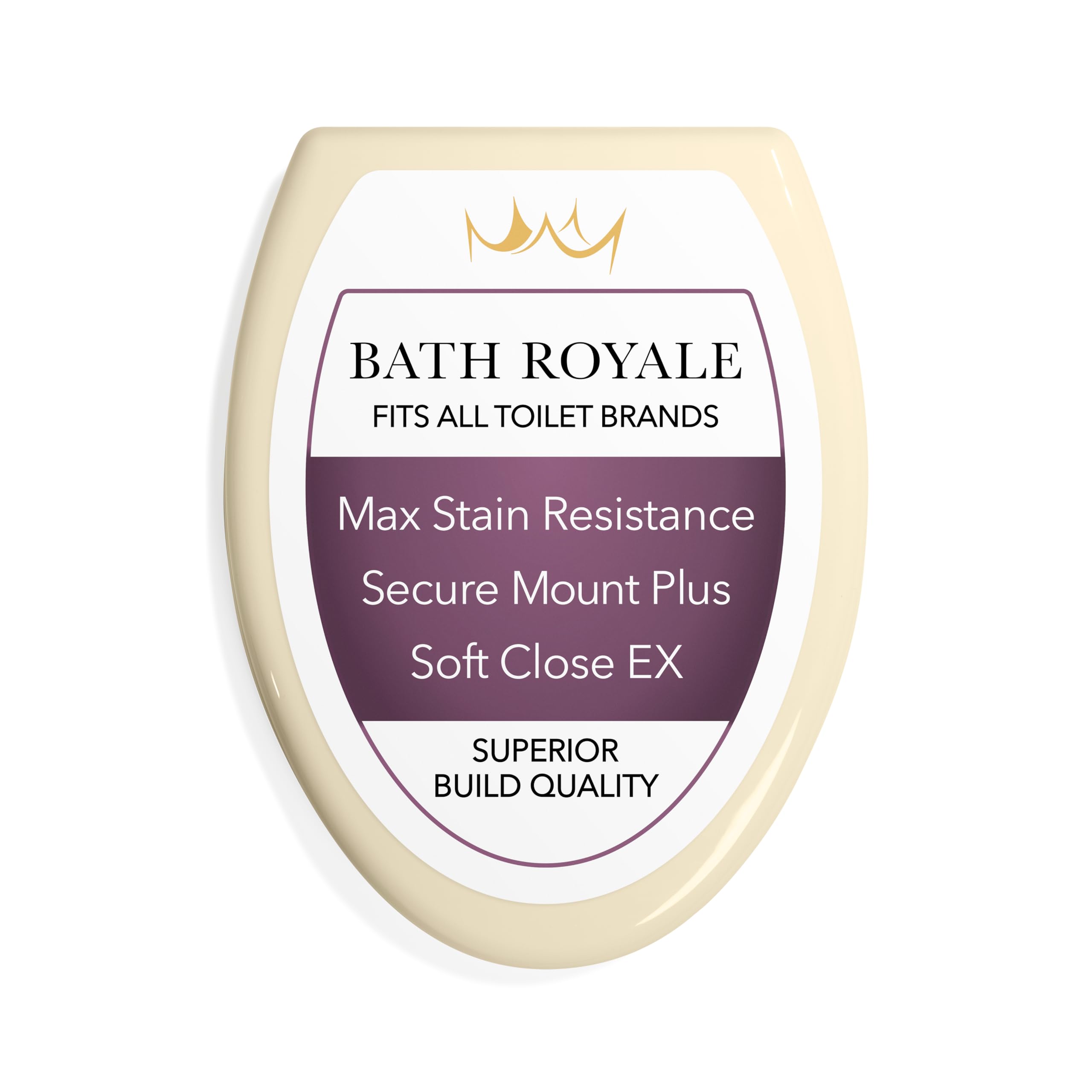 Bath Royale Toilet Seat Elongated with Cover BR501-02 Soft Close, Heavy Duty, Comfortable, Stain-Resistant and Easy to Keep Clean, Fits All Toilet Brands, Executive Series - Almond/Bone