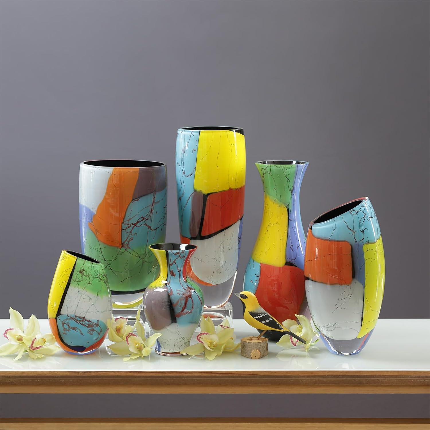 Ca D Oro Glass Vase Colored Splinters Hand Blown Murano-Style Art Glass - Model 333 MS