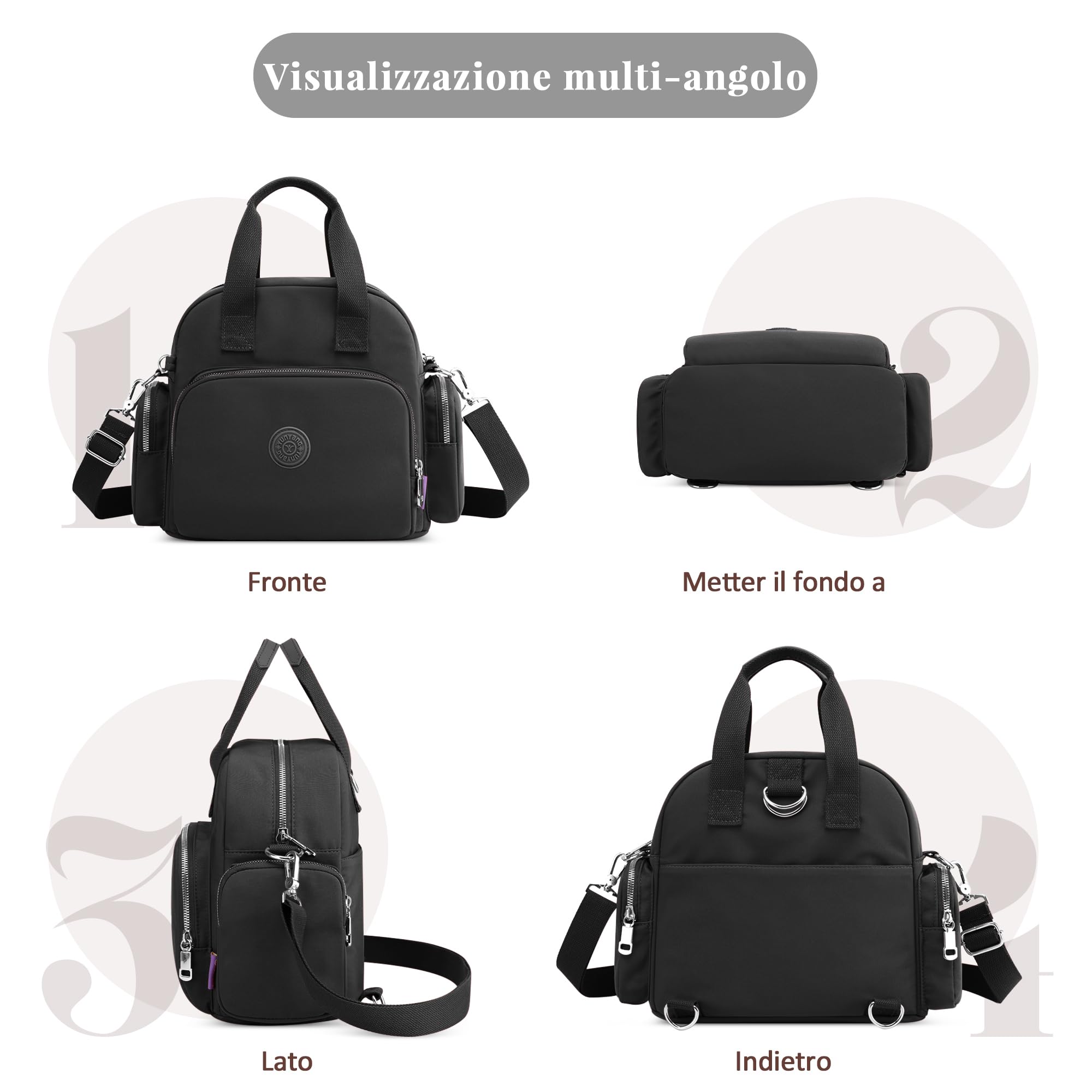 Donne Borsa a Mano Moda Tracolla Borse Donna Zaino Impermeabile Messenger Borsa Porta di Ricarica USB Lavoro Viaggio Casual Quotidiano Tela Borsa a Tracolla Nero A, L, Borsa a Mano, Nero a, L,
