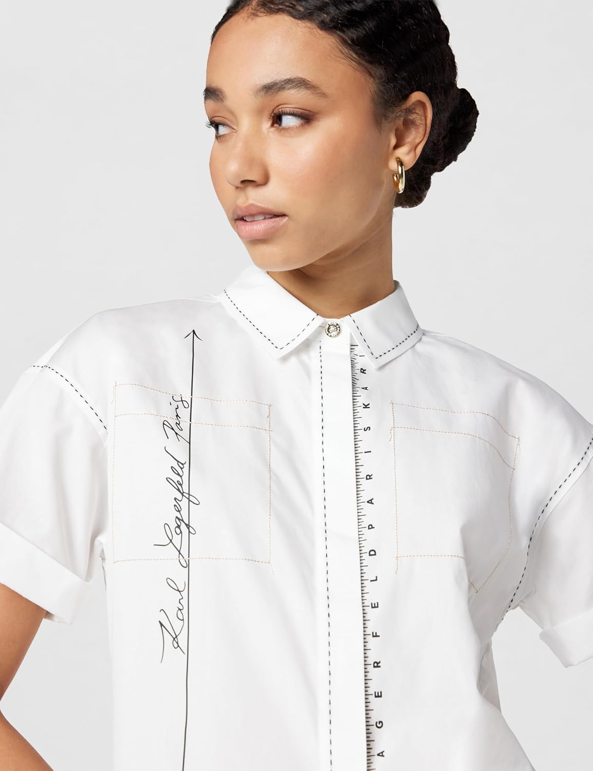 Karl Lagerfeld Women's Whimsical Tape Measure Blouse