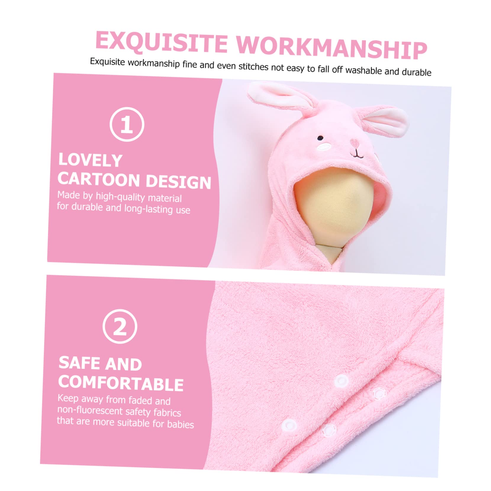 Kinderbadetuch mit Kapuze in Rosa Cartoon Design Weiches und Wasserabsorbierendes Poncho Badetuch aus Polyester und Chinlon für Babys und Kinder