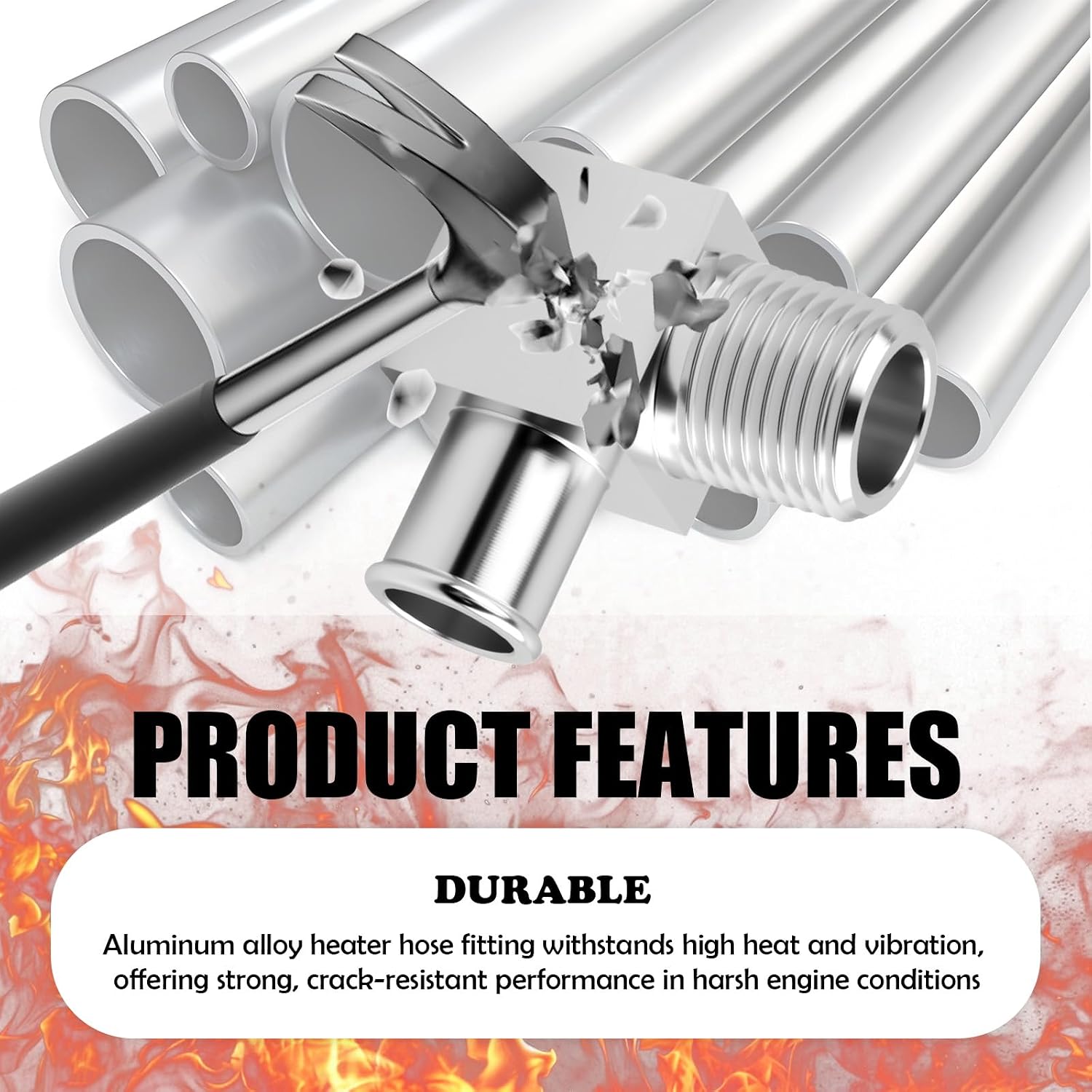 90° Car Heater Hose Fitting,Aluminum Alloy Cars Heater Hose Connector from 1/2 NPT to 5/8 Barb,Professional Elbow Fitting for Heaters Hoses Car Accessories for Cars SUVs