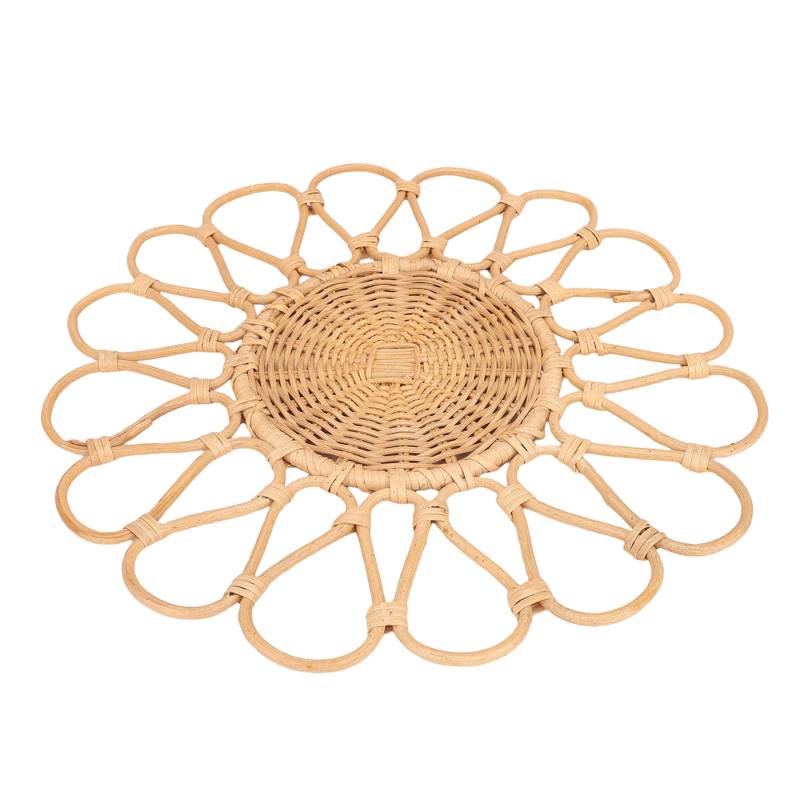Tissting Decoración de Pared de ratán con Forma de Girasol - Colgante Tejido a Mano de 38 cm para Sala de Estar, Pasillo o Dormitorio, Arte Natural Bohemio