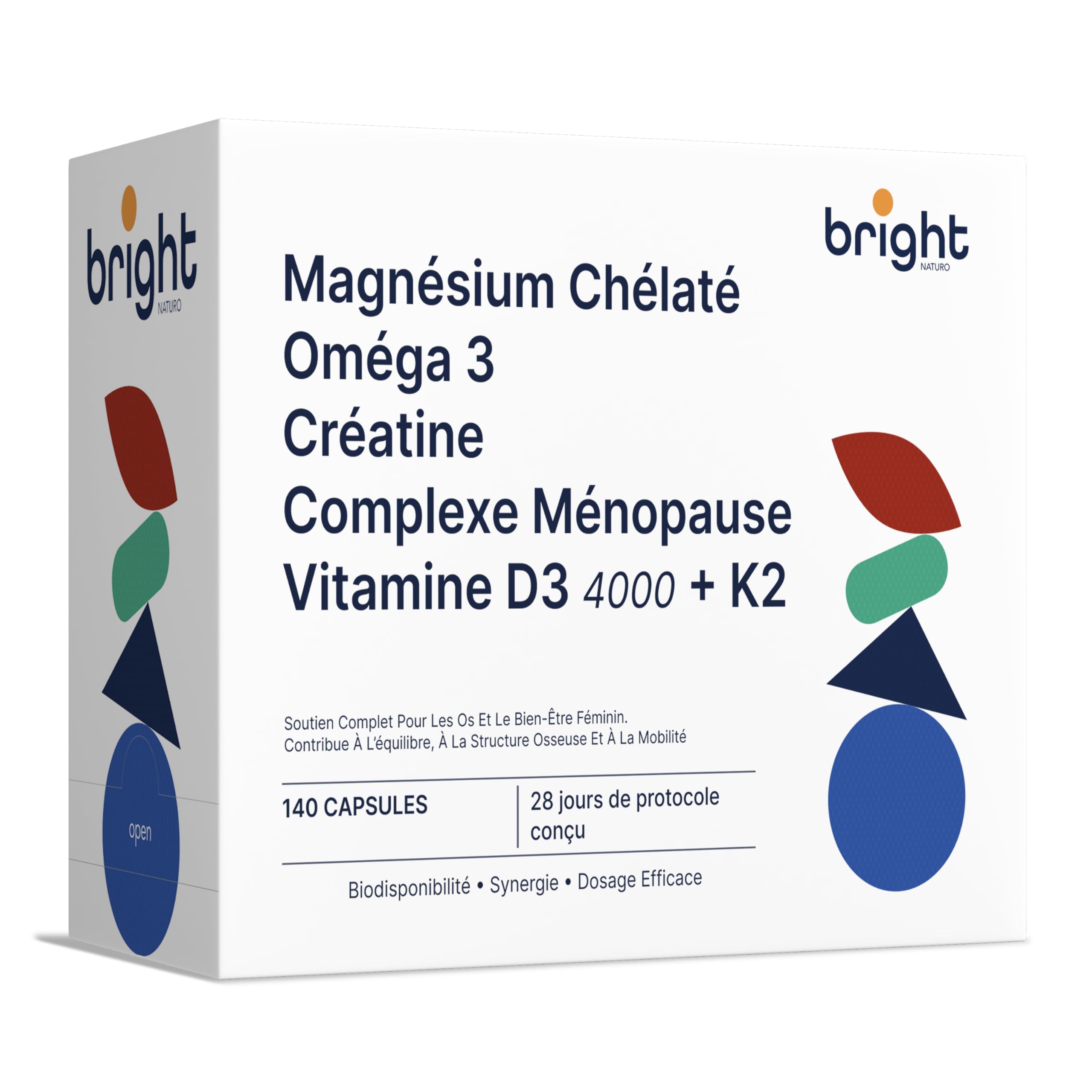 Omega 3 TG, Magnésium, Vitamine D3 + K2, Créatine Monohydrate, Complexe Ménopause - SmartAbsorb™ | pour énergie, équilibre hormonal et santé osseuse | 28 sachets quotidiens