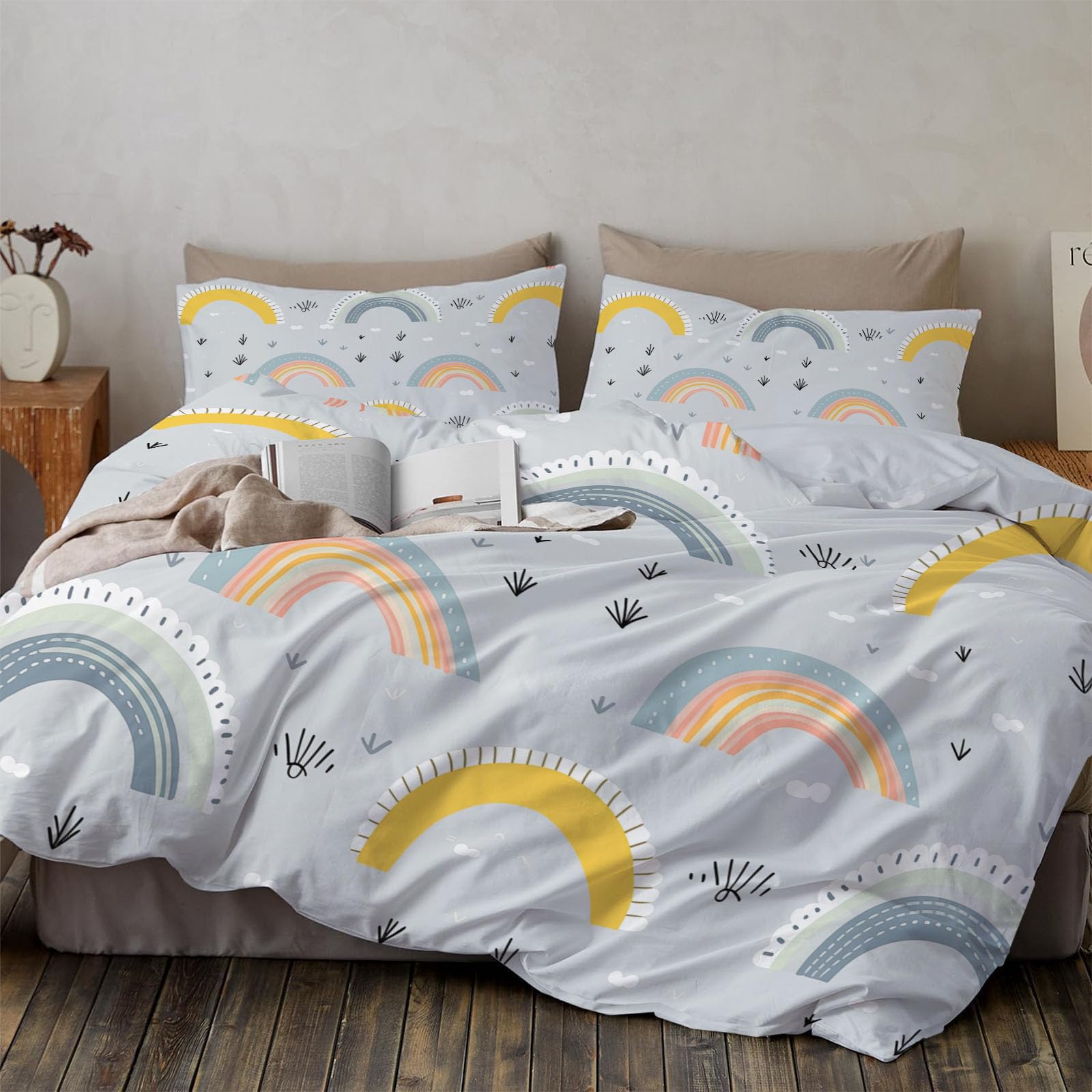 Housse de couette 200x200 réversible double face au motif graffiti coloré