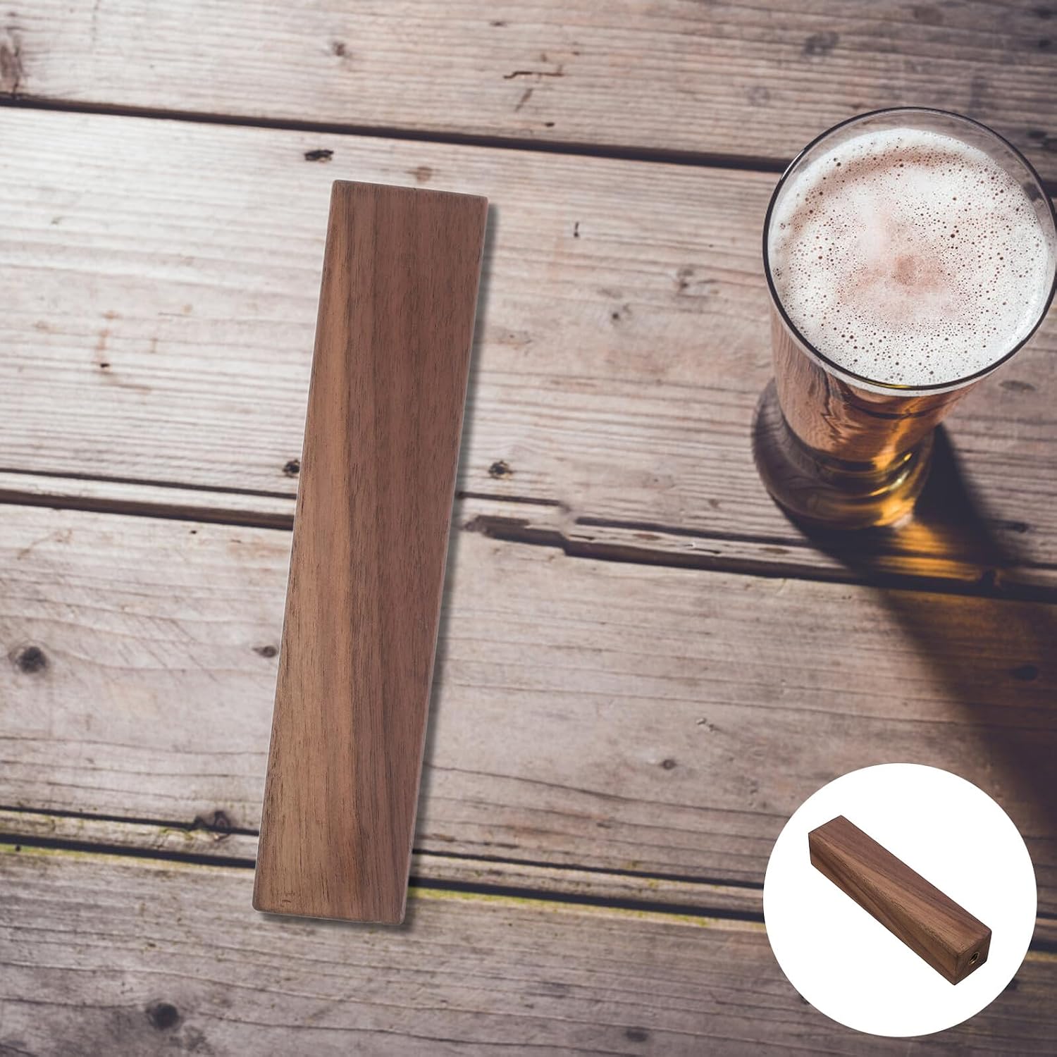 Walnut Wooden Beer Keg Handle 3/8"-16 UNC Thread Draft Beer Dispenser Tap Handle for Homebrewers Bar Restaurant
