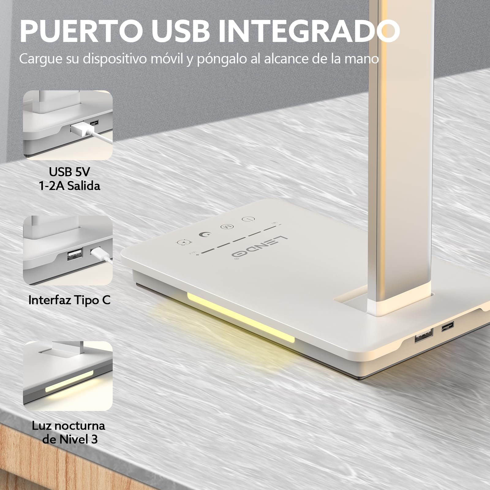 LENDOO LED Lampara Escritorio,Doble Cabeza Flexo LED Escritorio, Batería Inalámbrica 700 Lumen con 5 Modos Regulable 3000K-6500K, Cuidado Ocular,Temporizador de 30/60min,para Trabajo Estudio