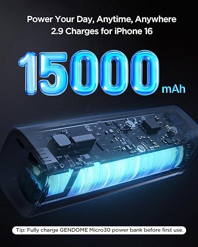 Miniatura 3 de GENDOME Portable Charger LiFePO4 Battery, QC3.0 & PD3.0 22.5W Fast Charging, 15000mAh Portable Power Bank Built in USB C Cable, Travel Essential