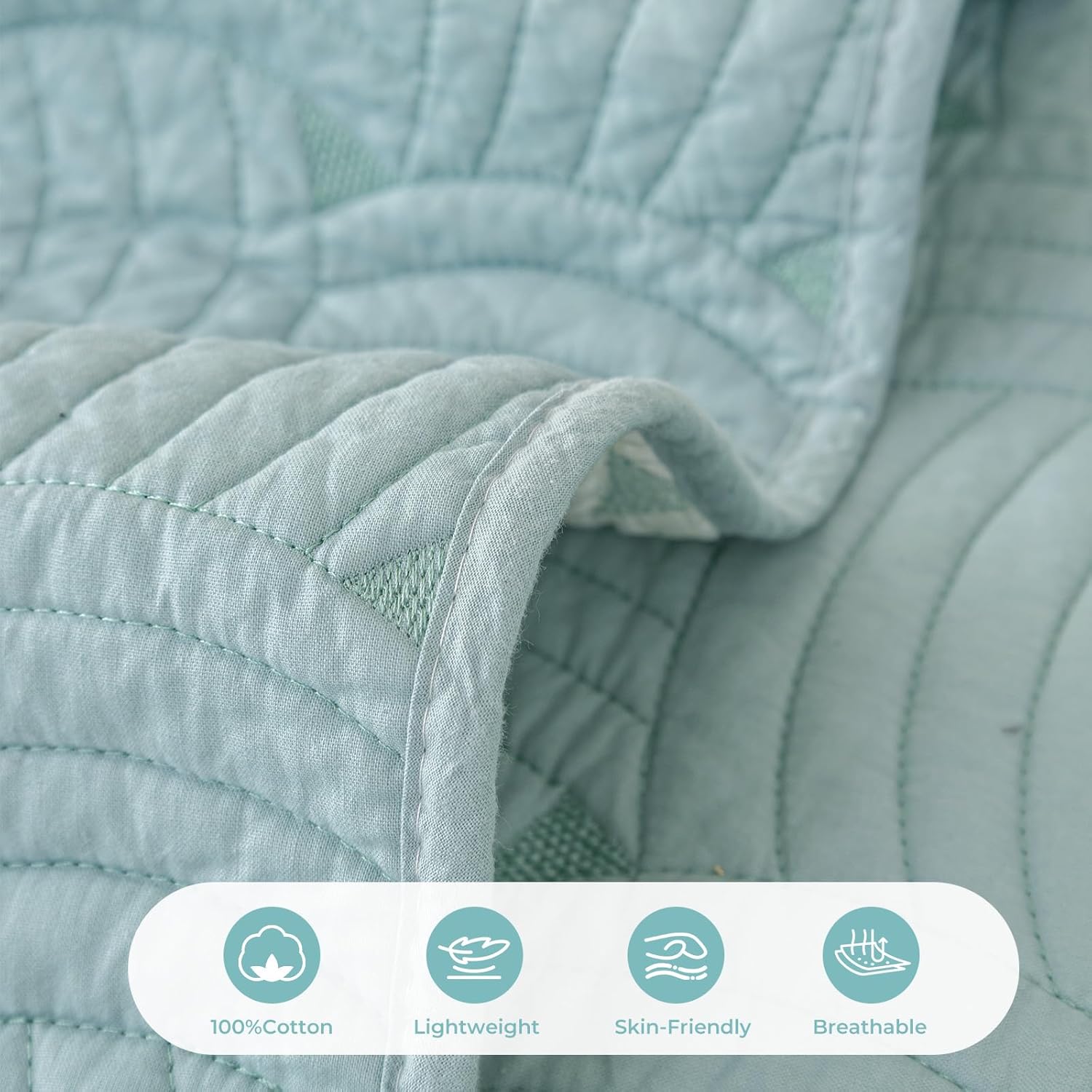 vctops Solid Color Cotton Quilted Sofa Couch Cover Weave Pattern Soft Sectional Couch Covers Embroidery Non-Slip Sofa Slipcover for Dogs, Children, Pets Furniture Protector (Blue,43"x43")