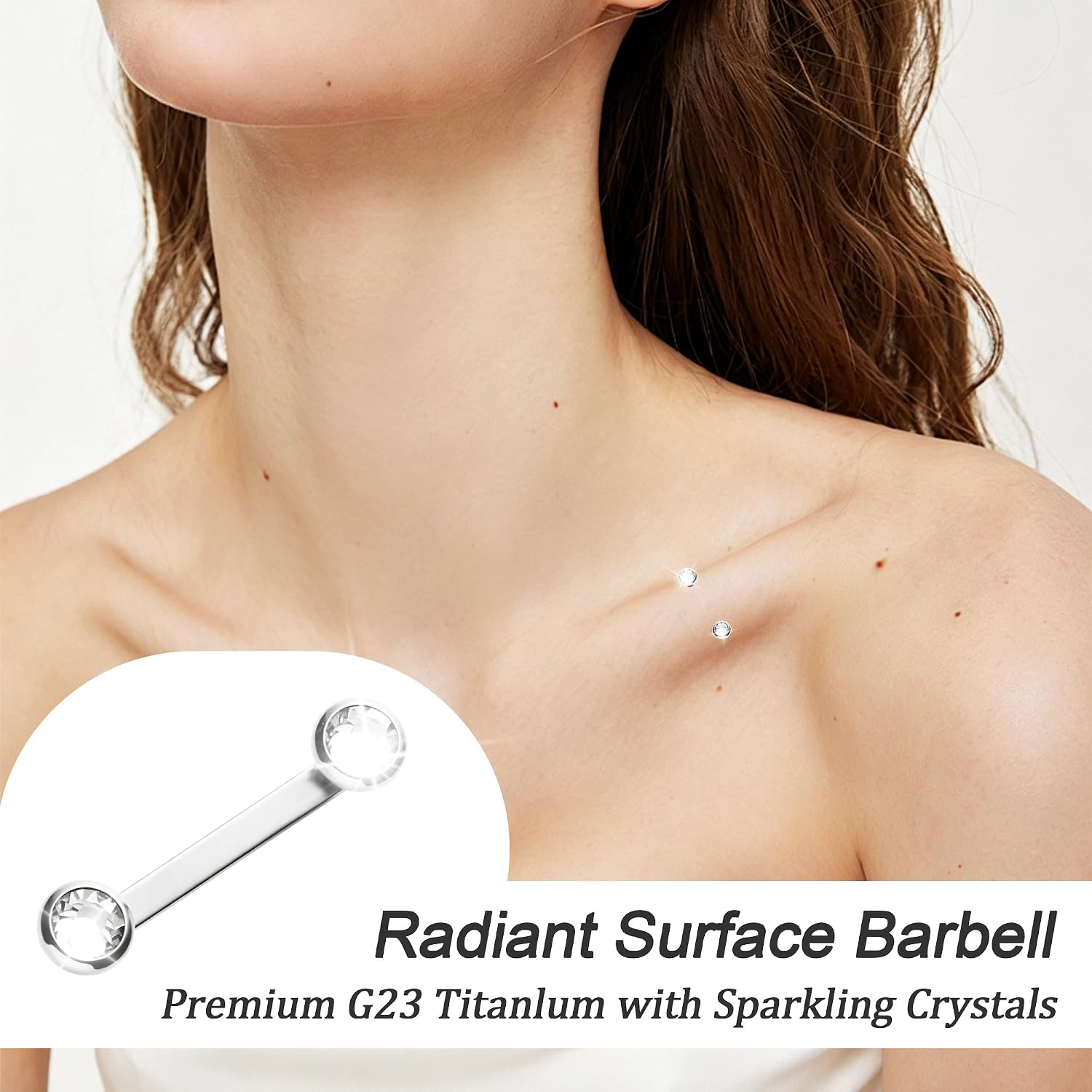 14G Titanium Surface Tragus Piercing Jewelry, Double Staple Bar image 4