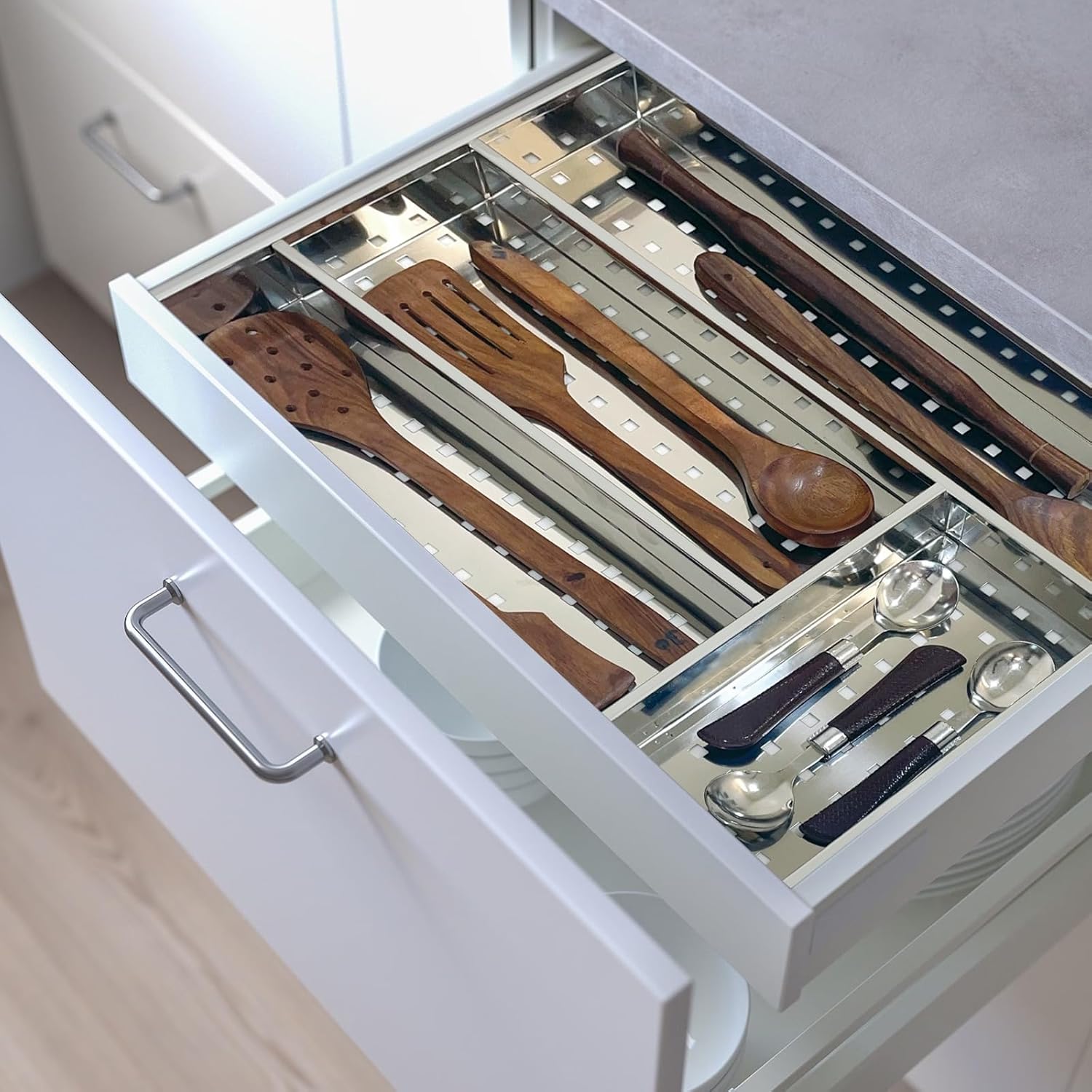 Buy SmartSlide Stainless Steel Cutlery Tray For Kitchen Drawer Silverware Organizer Flatware