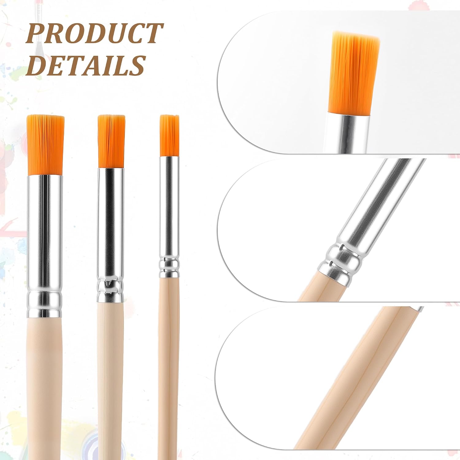 6Pcs Stencil Brush Set, Natural Bristle Paint Brushes for Stencil Painting, Acrylic, Oil, Watercolor, DIY Art Crafts, 3 Sizes