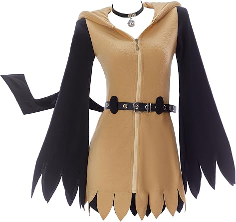 Mobbunny Women Anime Derivative Pajama Dress Kawaii Hooded Hat Homewear Sleepwear Cosplay Costume with Belt and Tail