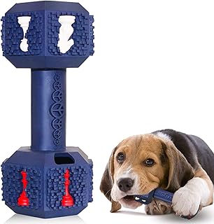 Jomilly Dog Chew Toys for Aggressive Chewers Indestructible Dog Toys Tough Natural Rubber Dumbbell Toy for Small Medium Large Dogs XLarge Blue