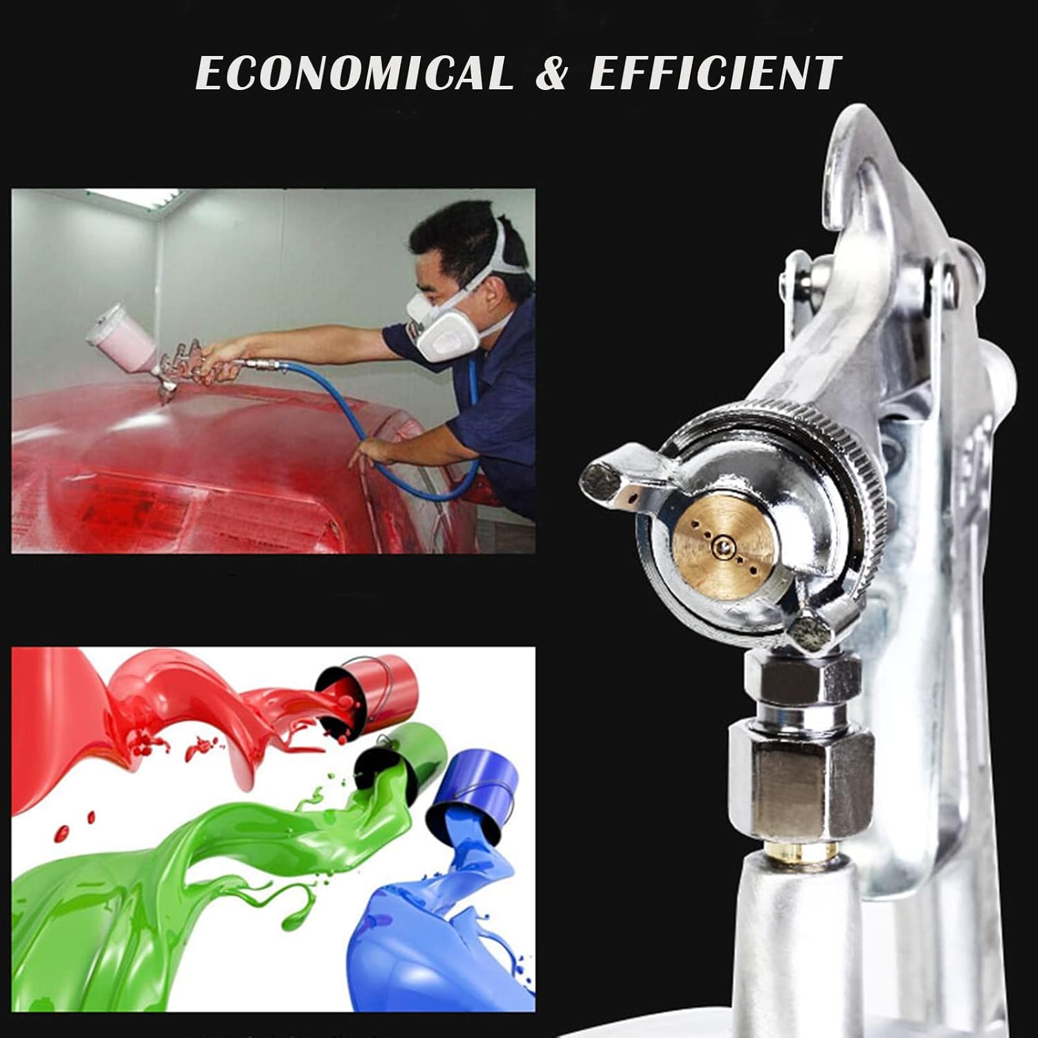 Person painting a car with the Wokyo F-75G HVLP spray gun