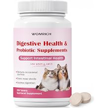 Anti-Diarrheal Support for Dogs & Cats Probiotics 250 Chewable Tablets, Helps Relieve Occasional Diarrhea in Cats Dogs, Situational Diarrhea Relief with Kaolin, Contains Beneficial Probiotic Bacteria