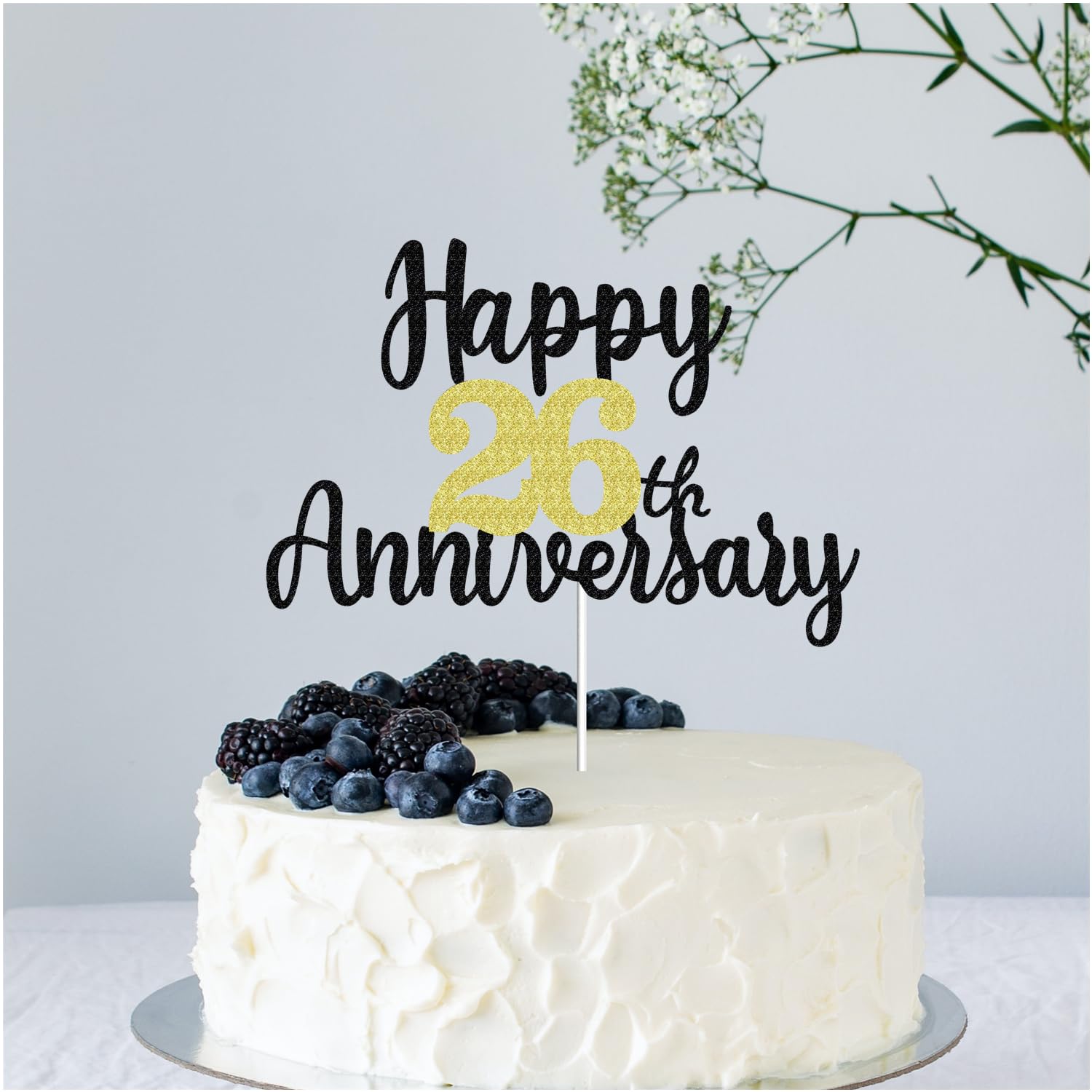 Amazon.co.jp: Happy 26th Anniversary ケーキトッパー グリッター、26