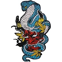 Zegins The King Cobra Demon Mask Patch Embroidered Applique Badge Iron On Sew On Emblem