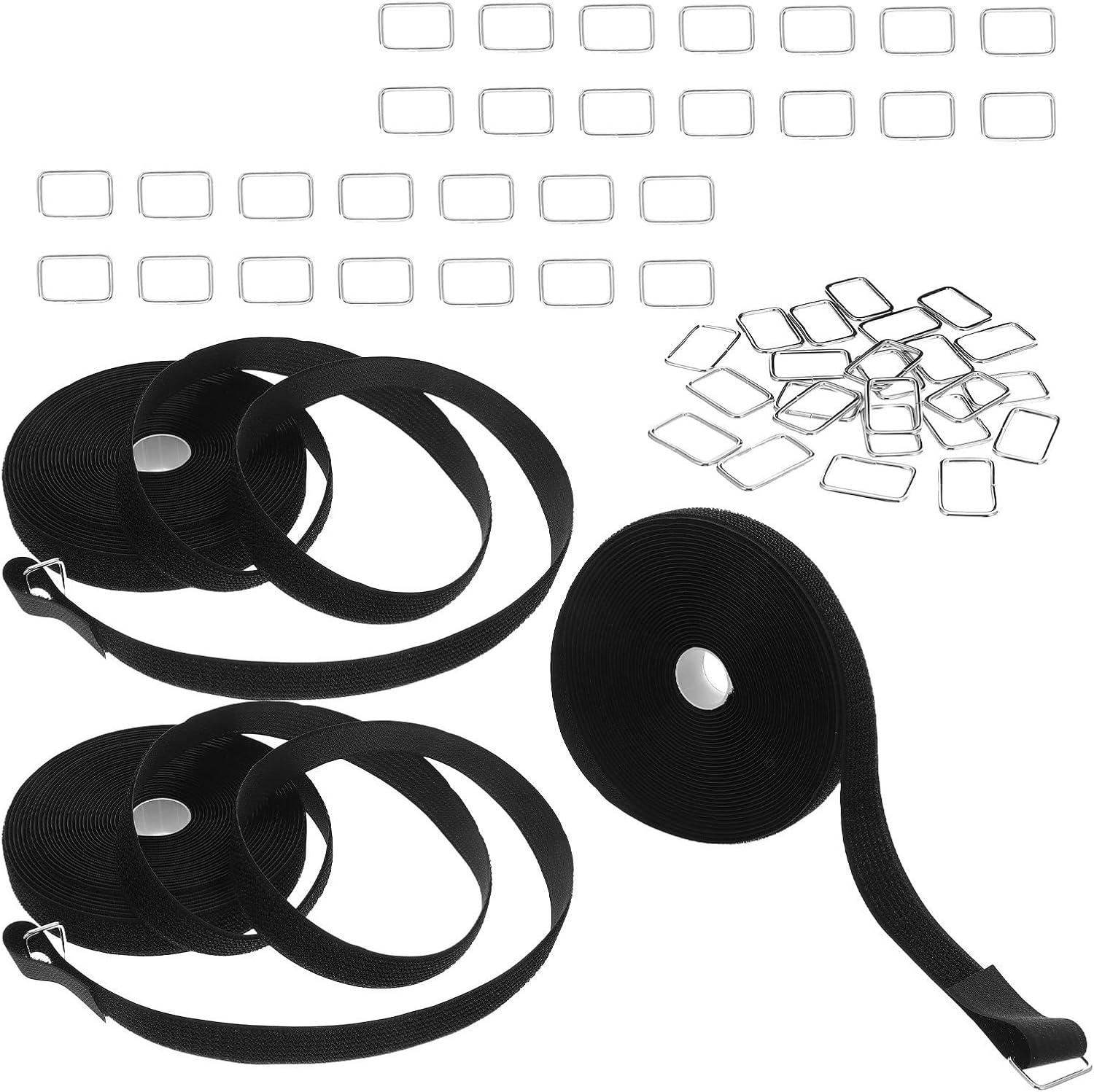 Nylon Reusable with Metal Buckle Hook and Loop Cable Straps for Office