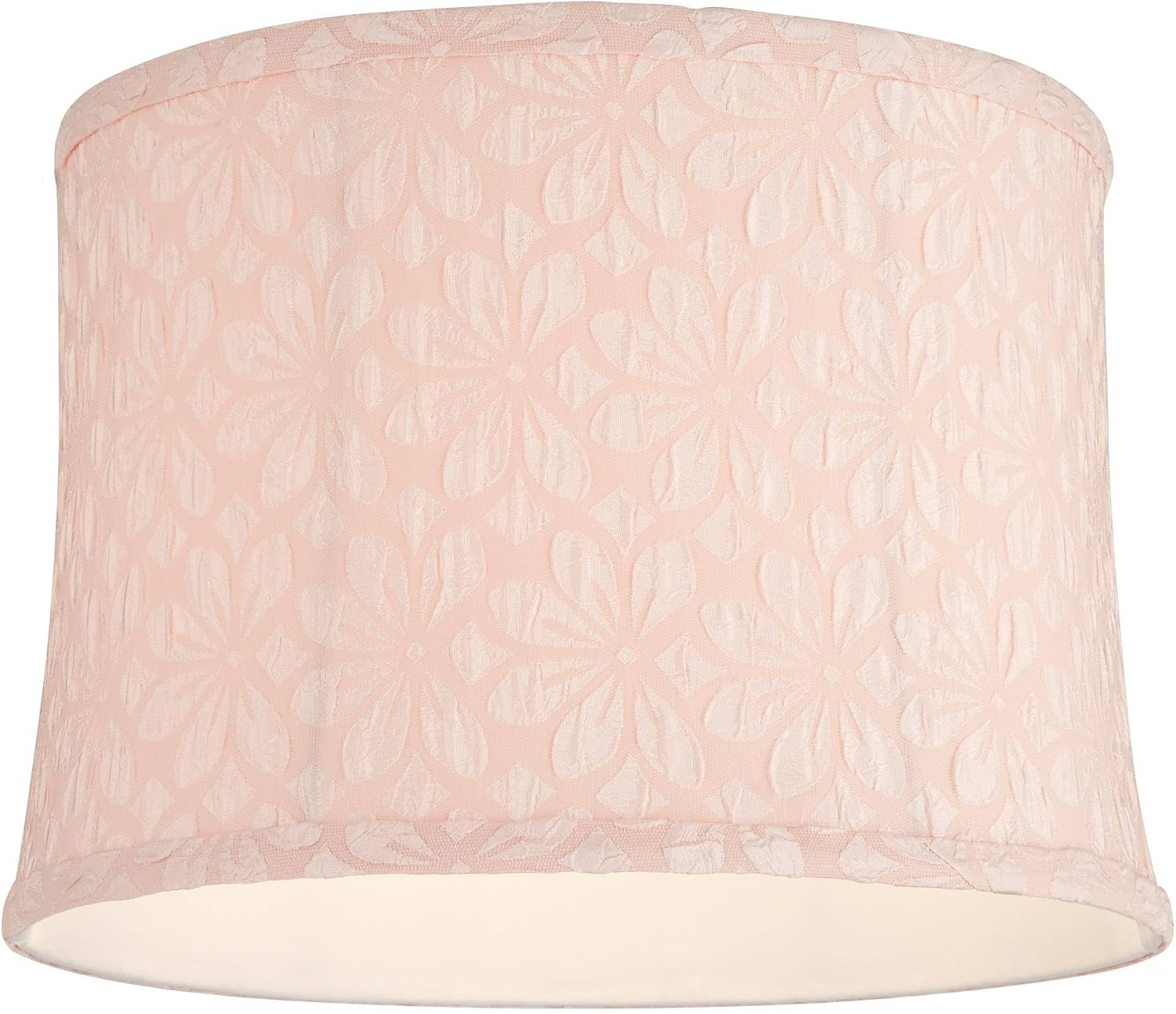 13" Top x 14" Bottom x 10" High x 10" Slant Print Lamp Shade Replacement Large Seno Pink Drum Round Tapered Modern Fabric Pattern Flower Softback Washer Harp Finial - Springcrest