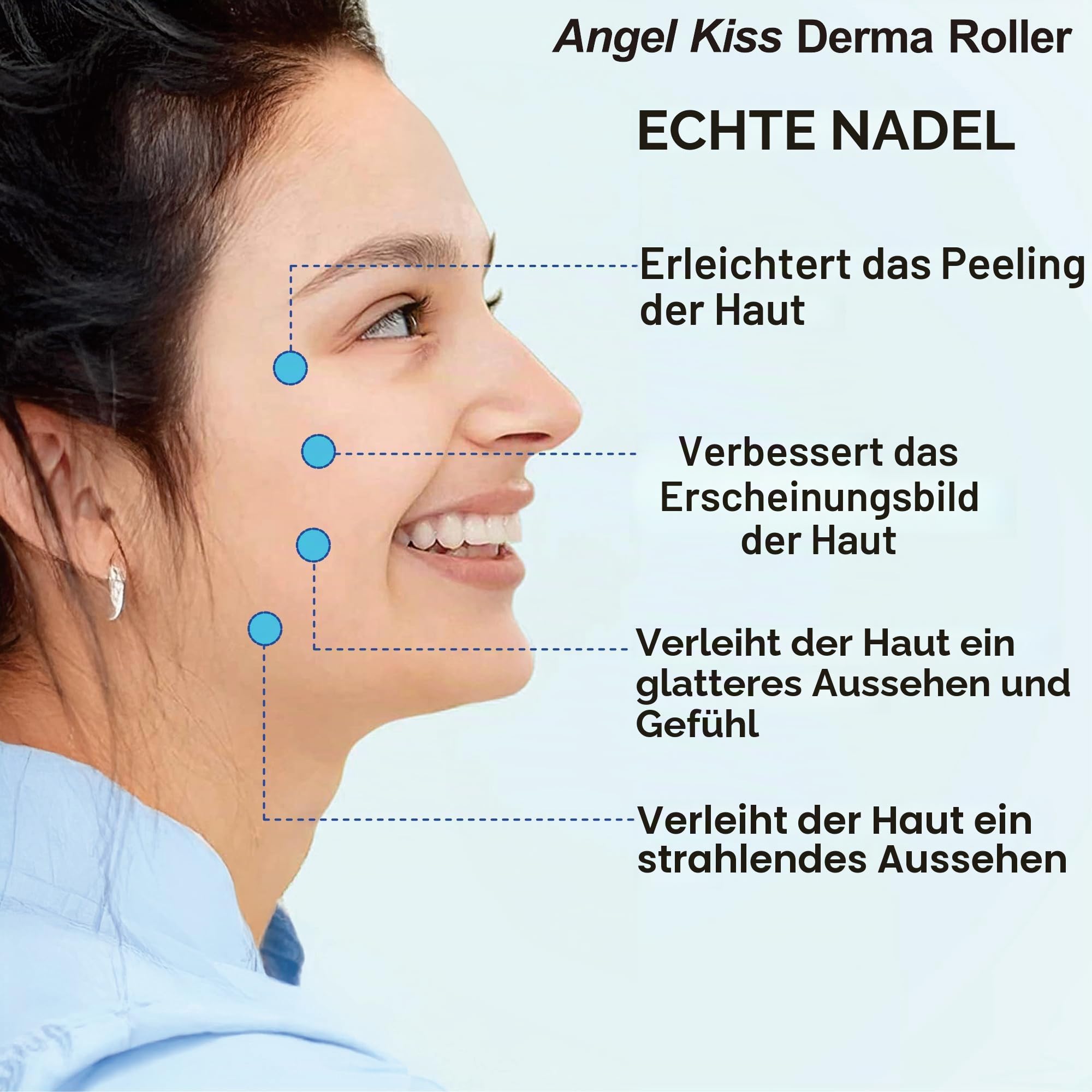 Angel Kiss Derma roller 0,5-192 ECHTE NADELN, Professionelles Microneedling Roller für Hautpflege für Mann Frau zuhause, Bartroller Needling Roller für kopfhaut Haare Gesicht &Körper