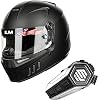 ILM Snell SA2020 Approved Auto Racing Helmets Model 890 XL, MatteBlack and Bluetooth Headset with Hi-Fi System