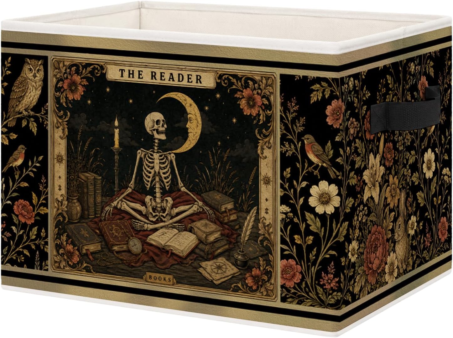 Gothic Witchy Skeleton Reader Storage Bin Box with Handles