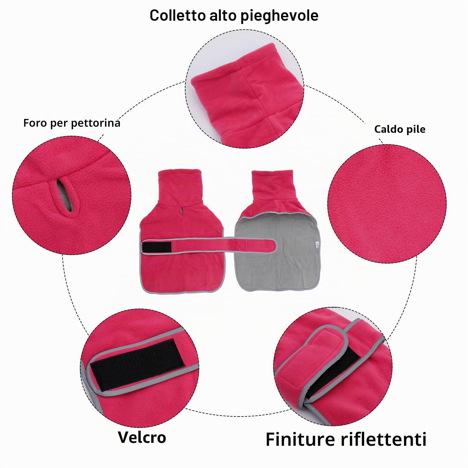 Geyecete -Invernale Cappotto per cane bassotti, con fodera in pile caldo, abbigliamento da esterni in pile polare per cani, con Foro per Imbracatura,Giacca per cani piccola y media-Rosa-S
