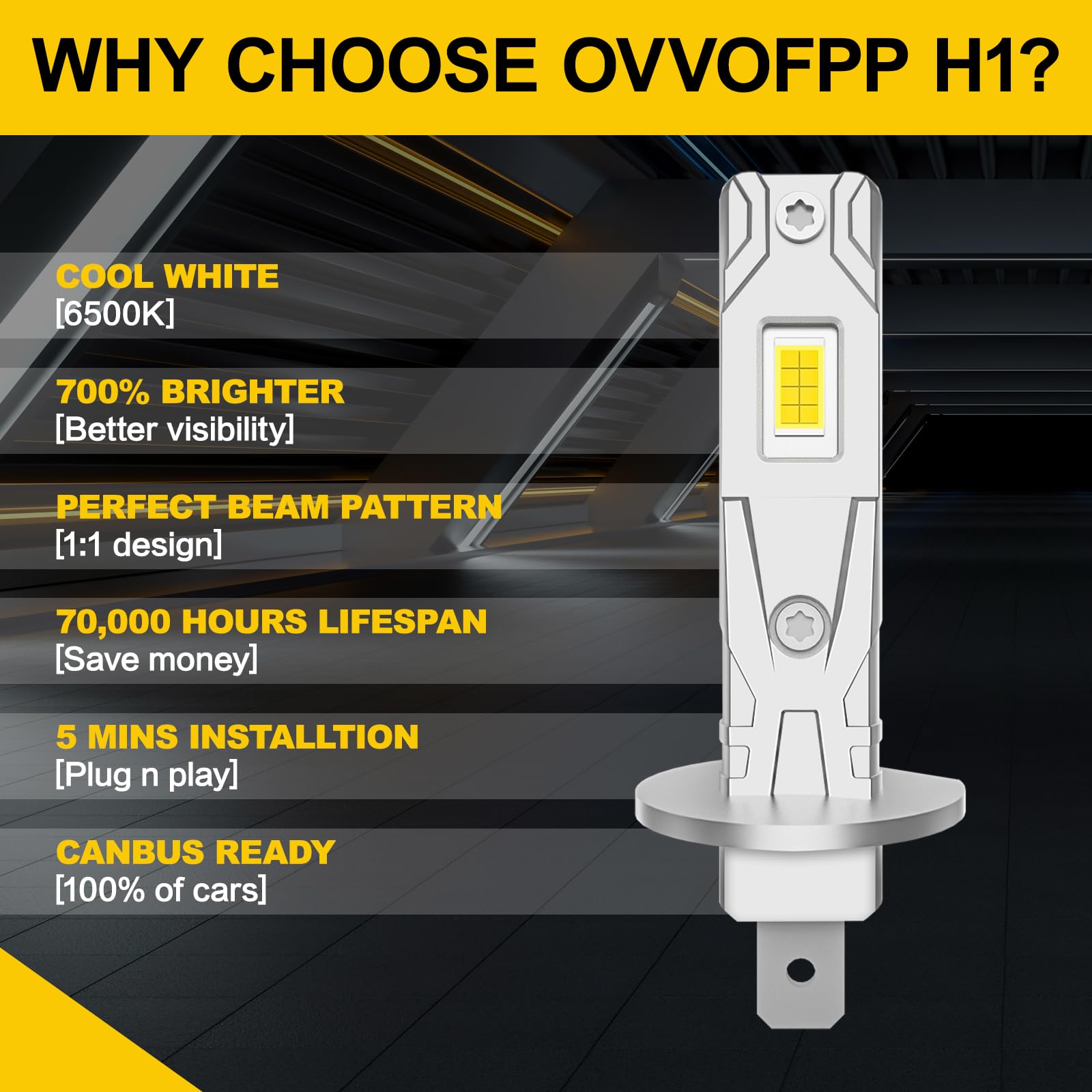 OVVOFPP Kit Phares LED H1 H7, Kit de Conversion Phare Haute/Basse