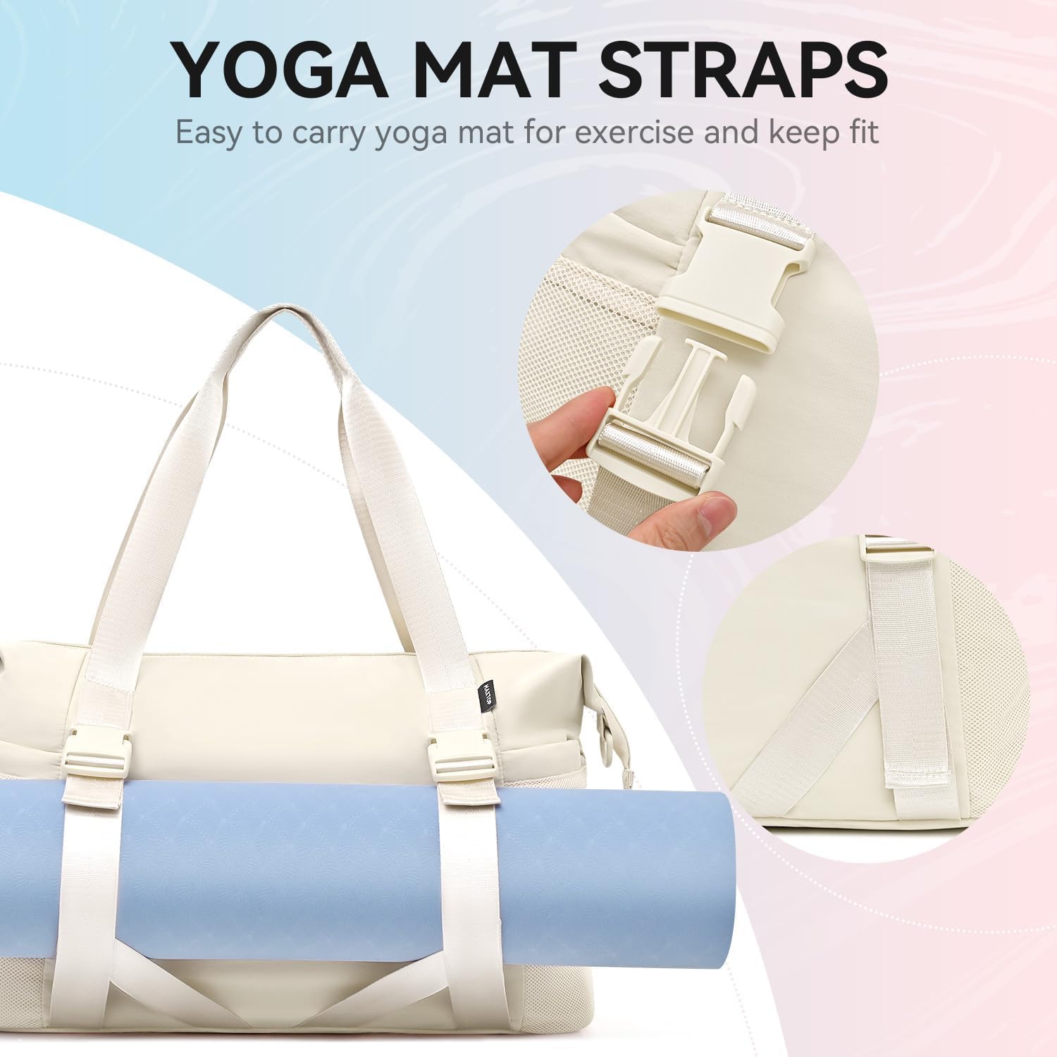 MAXTOP Women's Gym Yoga Duffle Bag with Shoe Pouch,Multi-Purpose Overnight Travel Bag for Gym,Work, Dance, Sports - Image 6