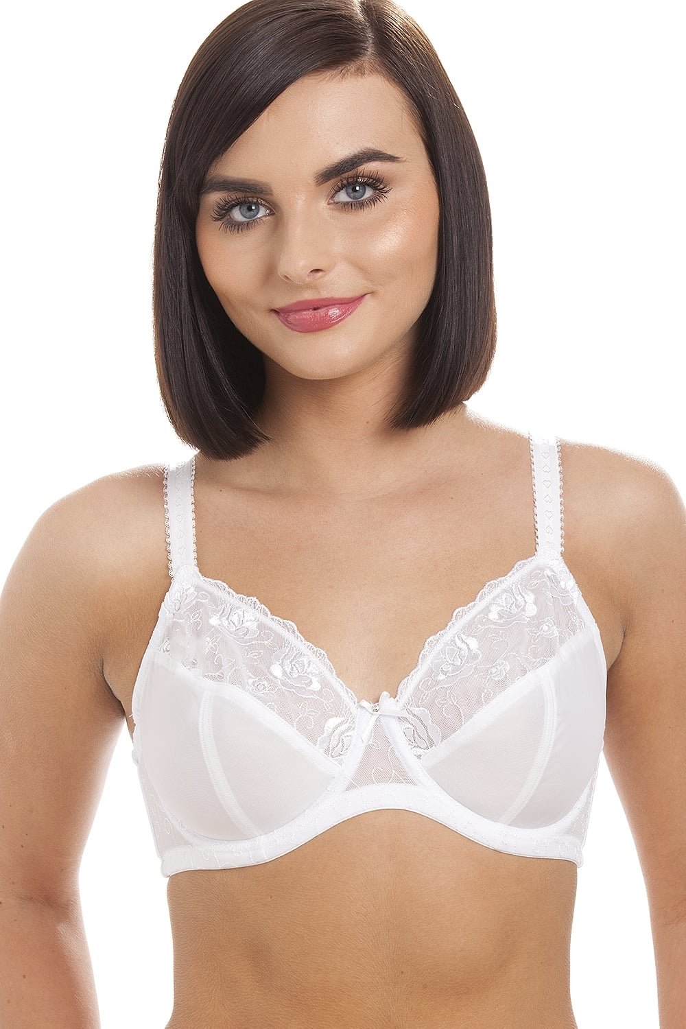 Camille Women's White Jessica Underwired Full Cup Lace Bra 36B-40F 36C
