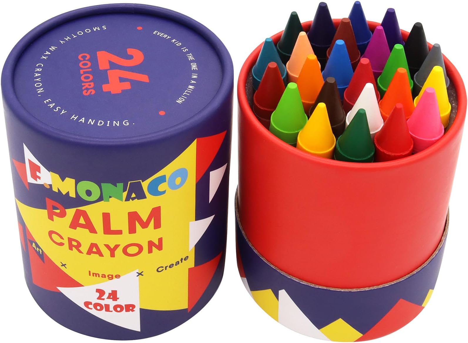 Lebze Toddler Crayons, 24 Colors Non Toxic Crayons for Kids Ages 3+, Easy to Hold Jumbo Crayon for Kids, Safe for Babies and Children Flower Monaco