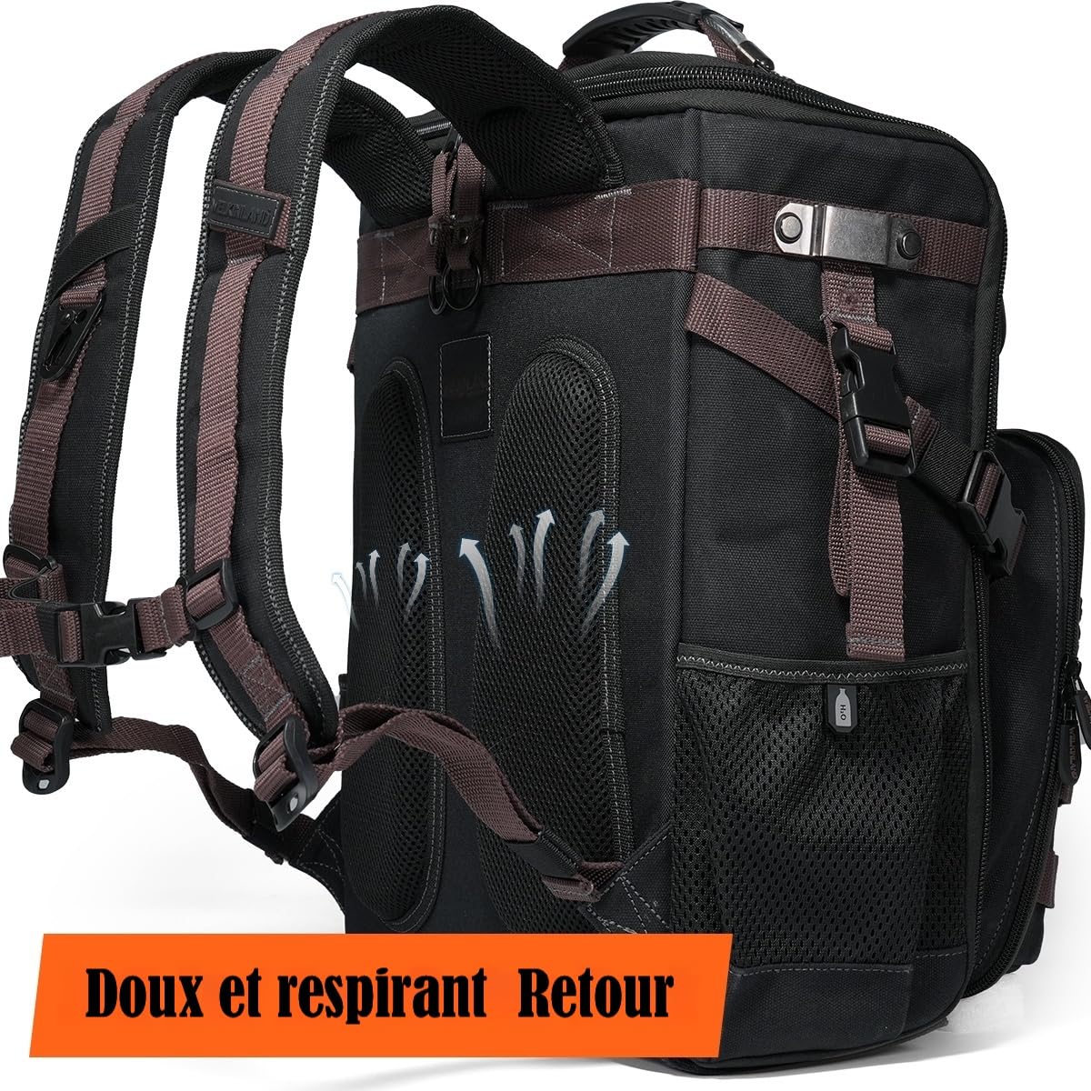 WELKINLAND Sac à dos d'électricien à 60 poches et sac à outils, sac à dos HVAC robuste, sac à dos à outils en toile cirée imperméable, sac à dos pour outils de mécanicien, sac à dos pour technicien