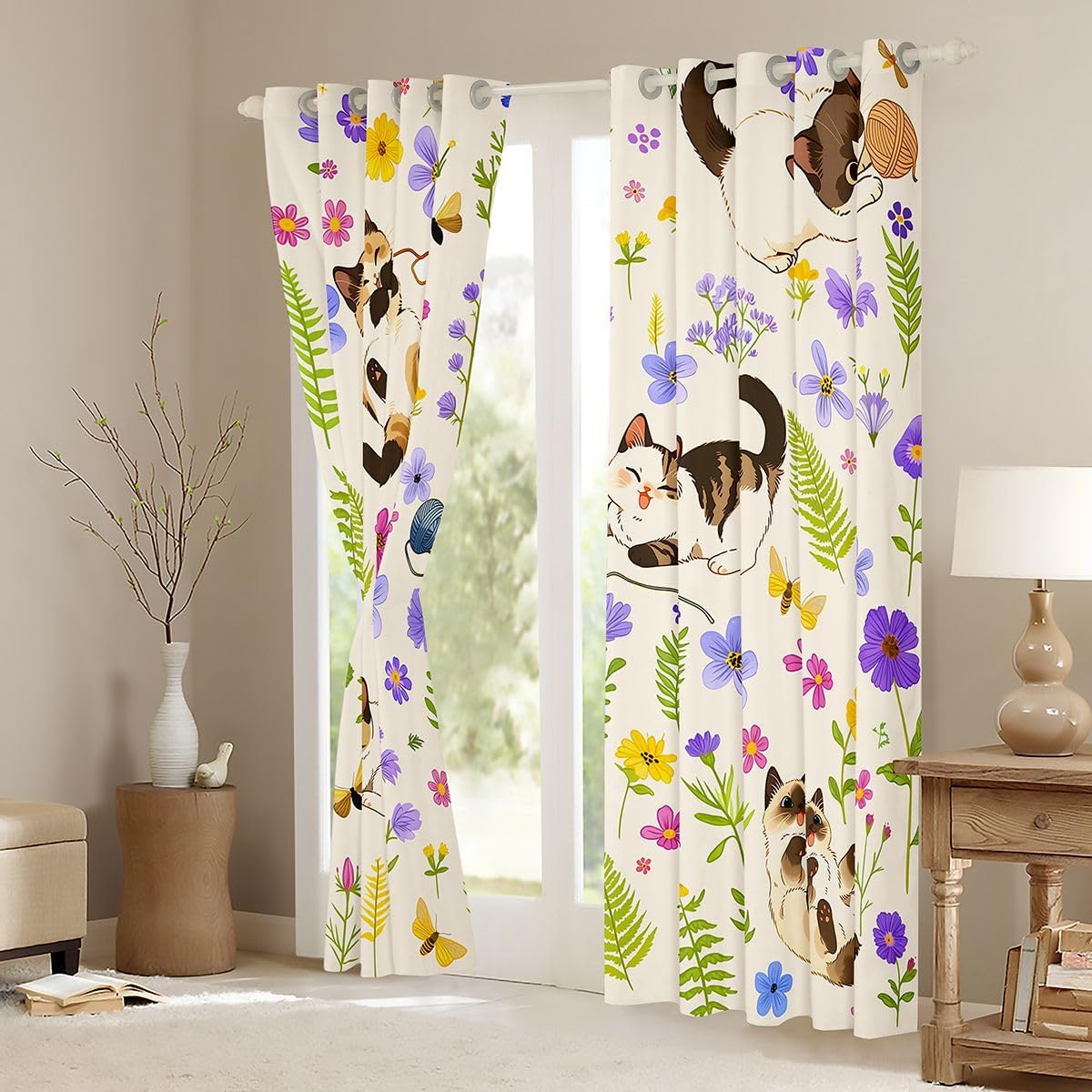 Feelyou Cute Pet Cat Blackout Curtains 2 Panels 38x45 Inch image 3