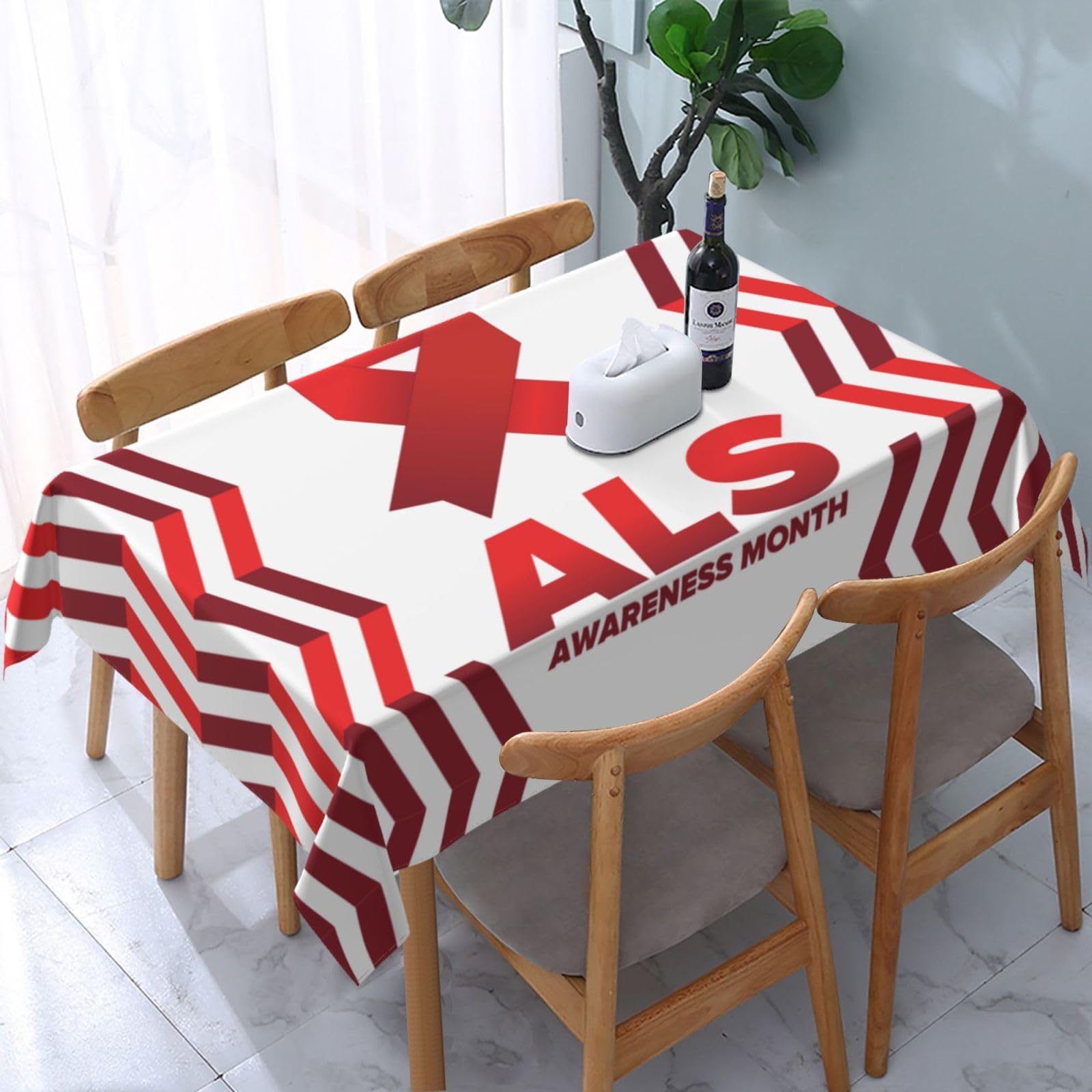 JunHeArt Als Awareness Month Tablecloth Rectangle Table Cover Washable Table Cloths Decor For Kitchen 54" X 72"