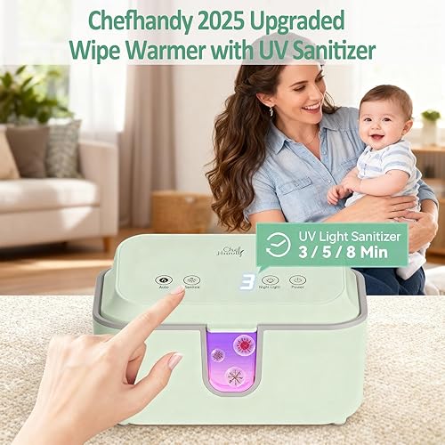 Miniatura 2 de Chefhandy Calentador de toallitas para bebés, calentador de toallitas y dispensador de toallitas húmedas para bebés con desinfectante de luz UV,