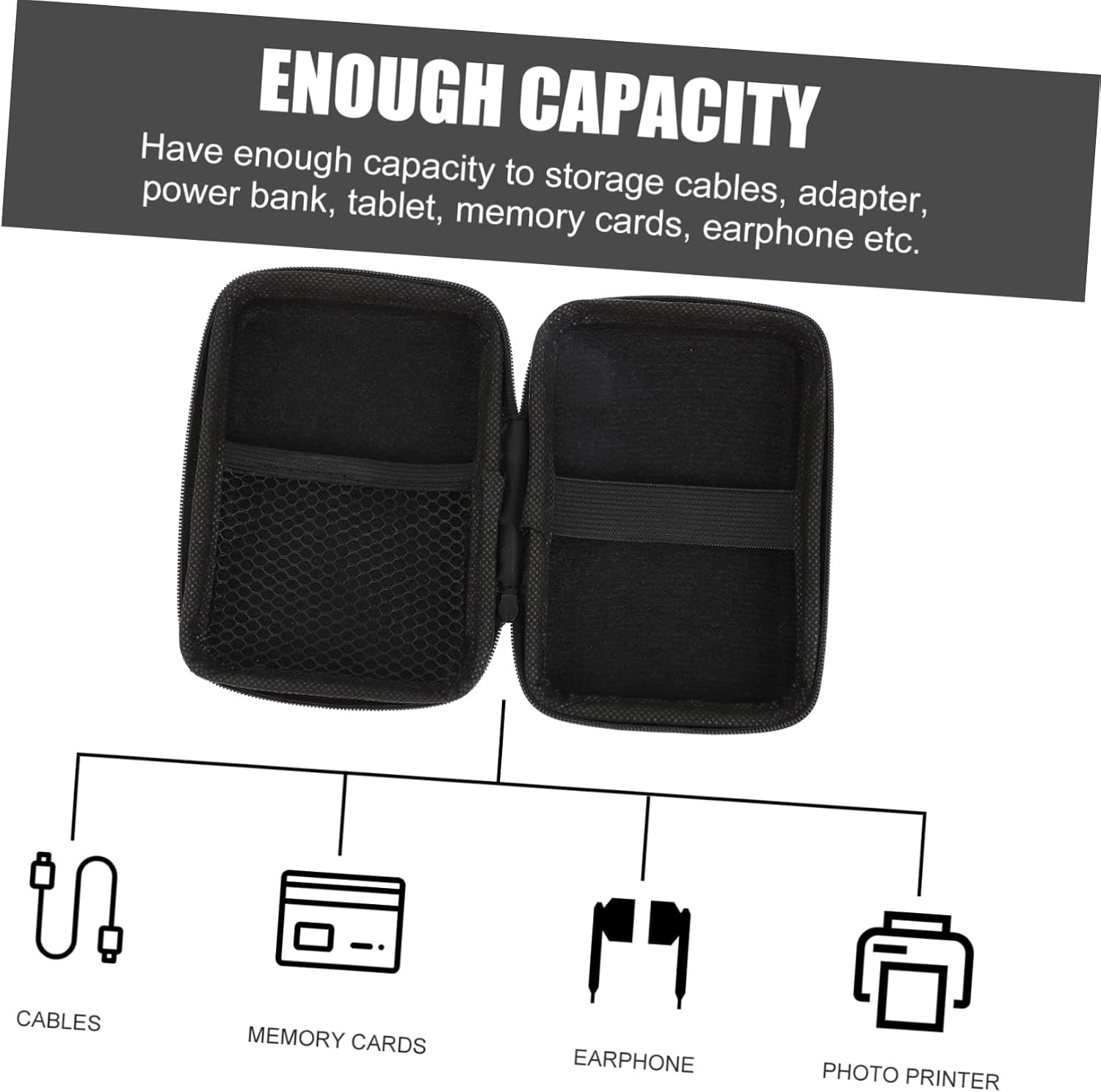 NUOBESTY 2 Pack Travel Electronic Accessory Organizer Case, Black PU EVA image 3