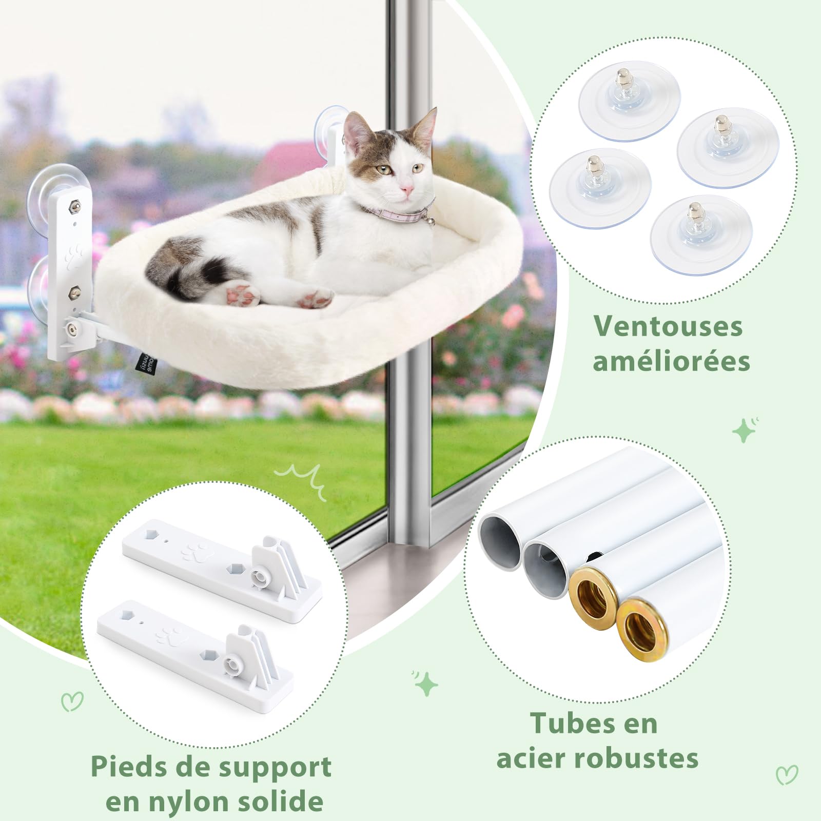 Perchoir De Fenêtre Pour Chat Pliable Avec Housse Amovible Et