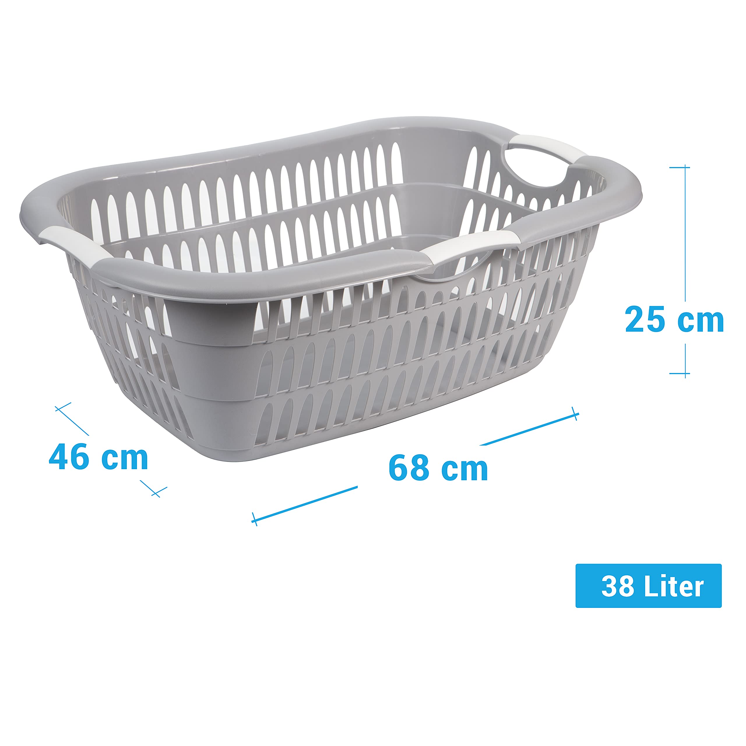 Livinija Set Di 2 Vasche Per Biancheria In Plastica Resistente, 25L Con Manici - Cesti Portabiancheria Grandi E Stabili
