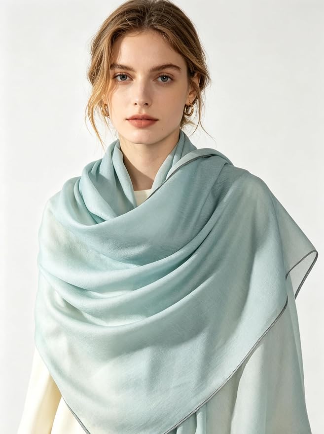 Pashmina de cachemira estilo lujo, mezcla seda y lana miniatura 5