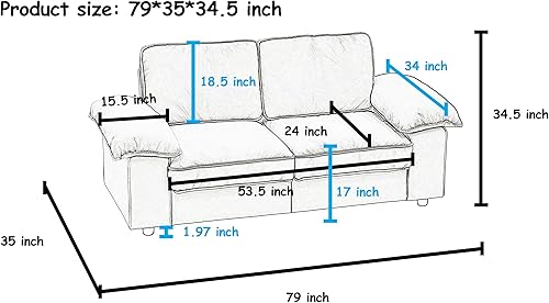 Miniatura 2 de ANTTYBALE Sofá de terciopelo de 79 pulgadas, cómodo sofá de asiento profundo con bobinas de bolsillo, futón de almacenamiento de 2 plazas para